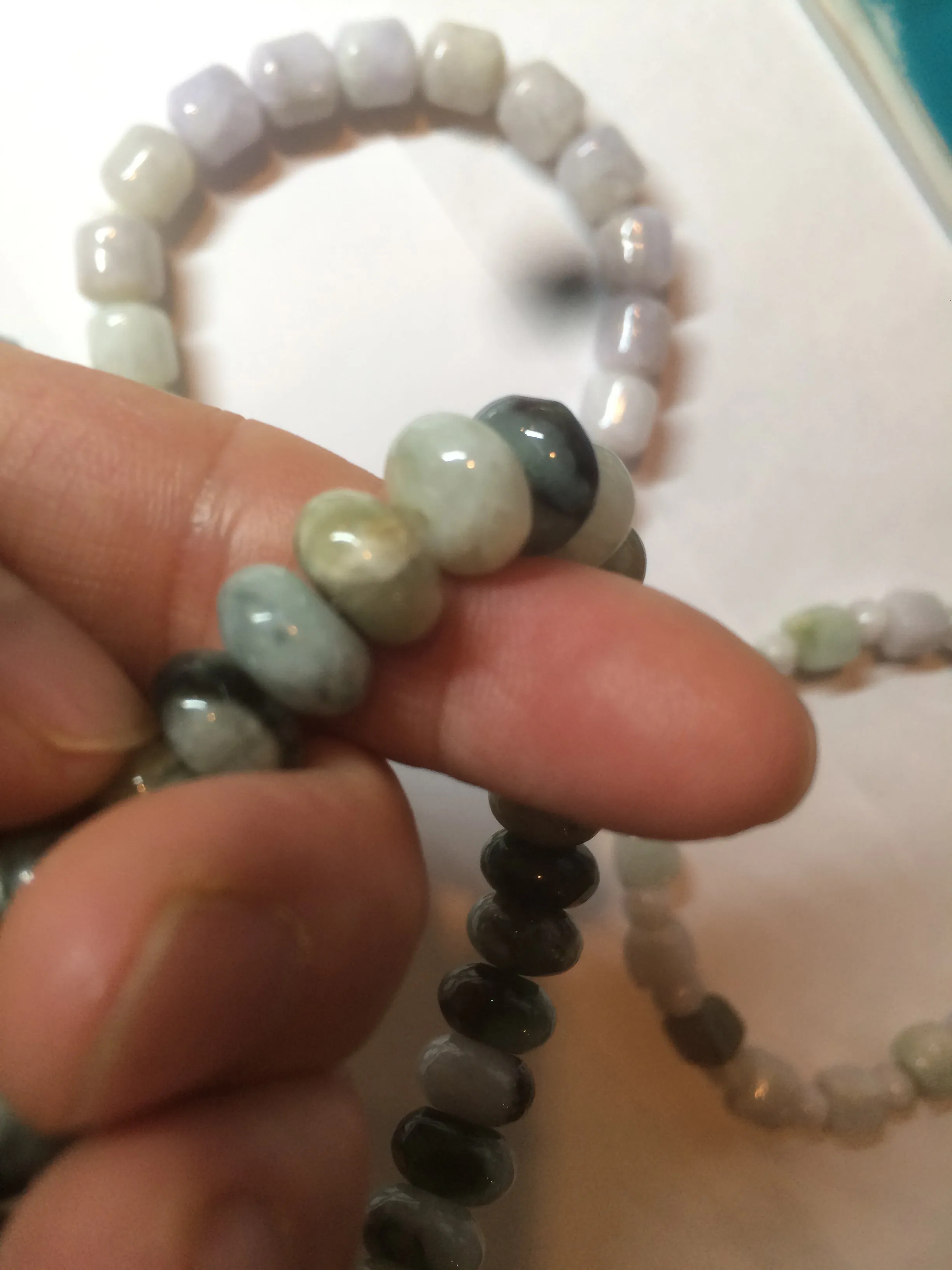 100% natural type A  green/purple/brown jadeite jade beads bracelet S70