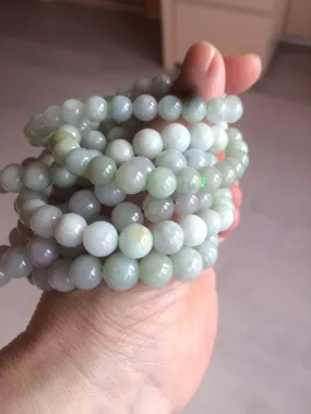 100% natural type A green/white jadeite jade beads bracelet group BK54