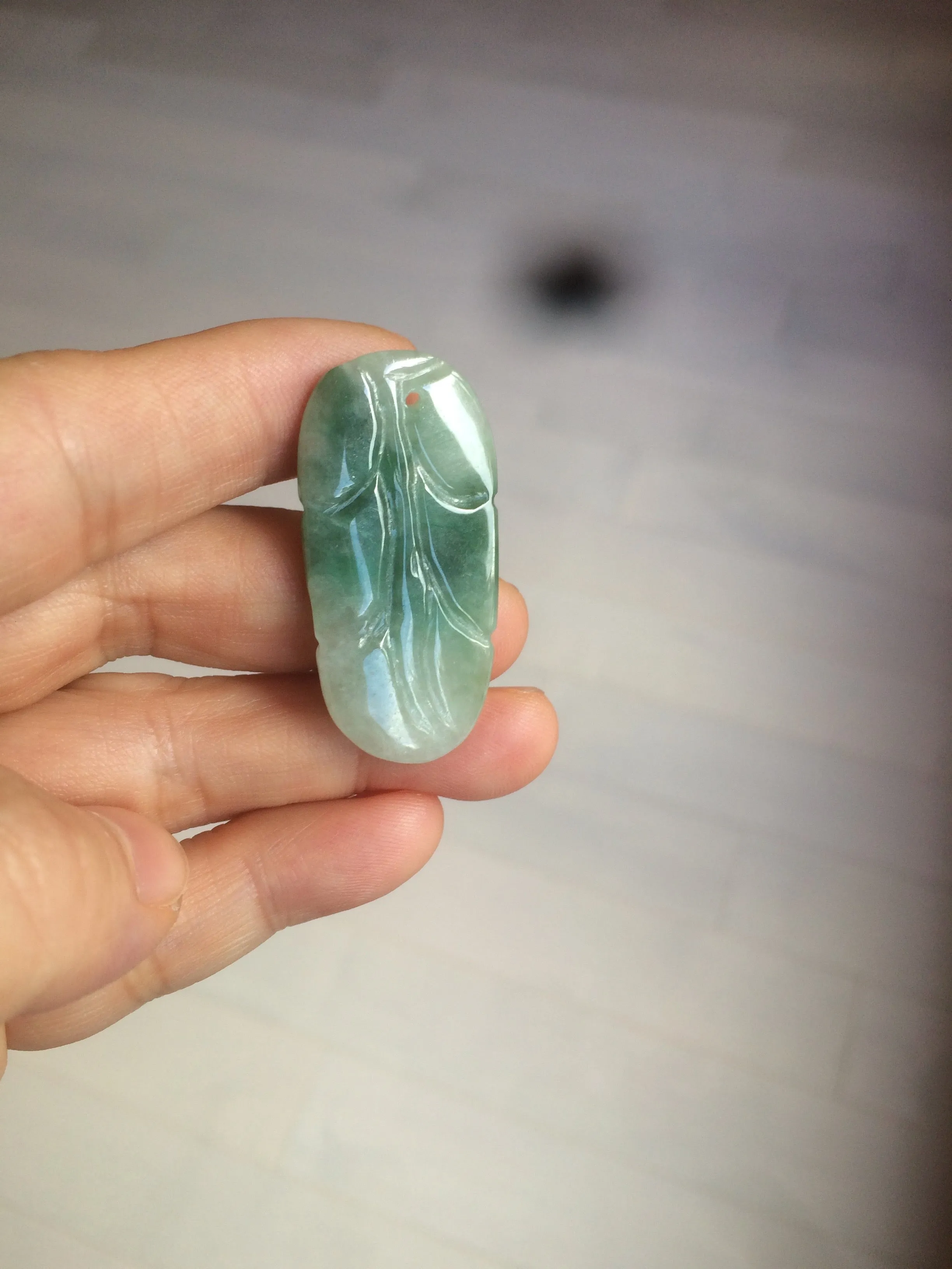 100% natural type A icy watery light green/dark green jadeite jade leaf pendant group AZ100