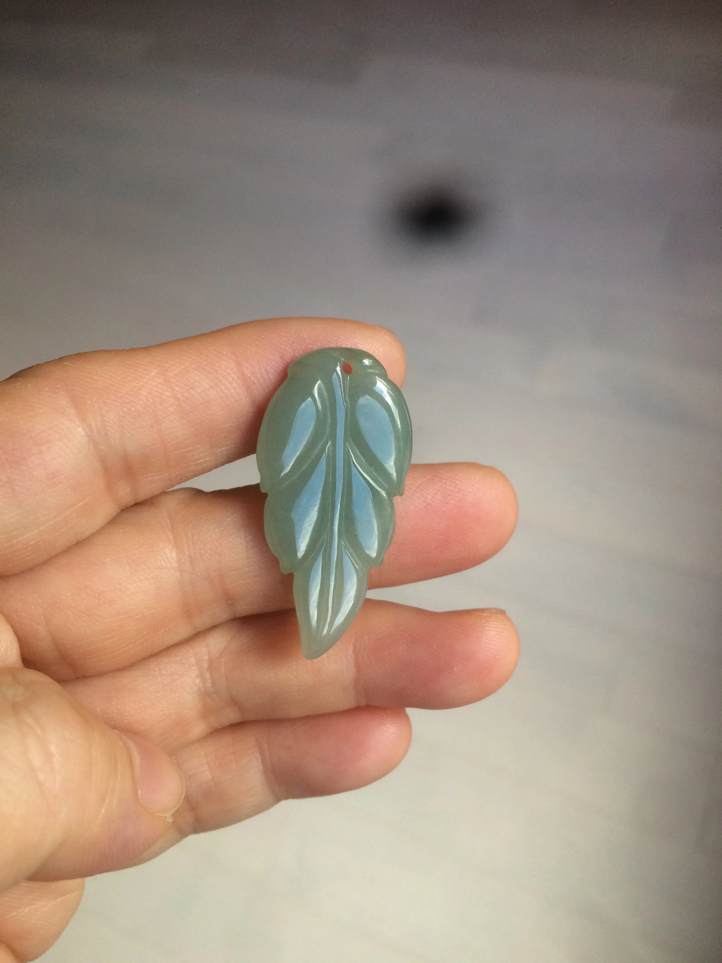 100% natural type A icy watery light green/dark green jadeite jade leaf pendant group AZ100