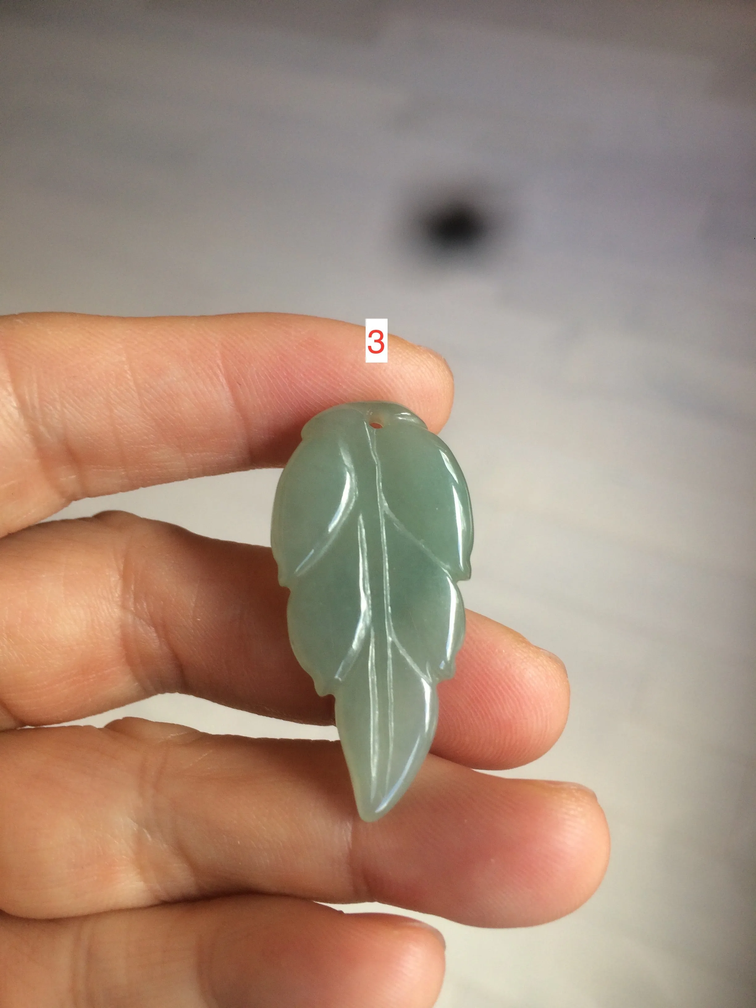 100% natural type A icy watery light green/dark green jadeite jade leaf pendant group AZ100