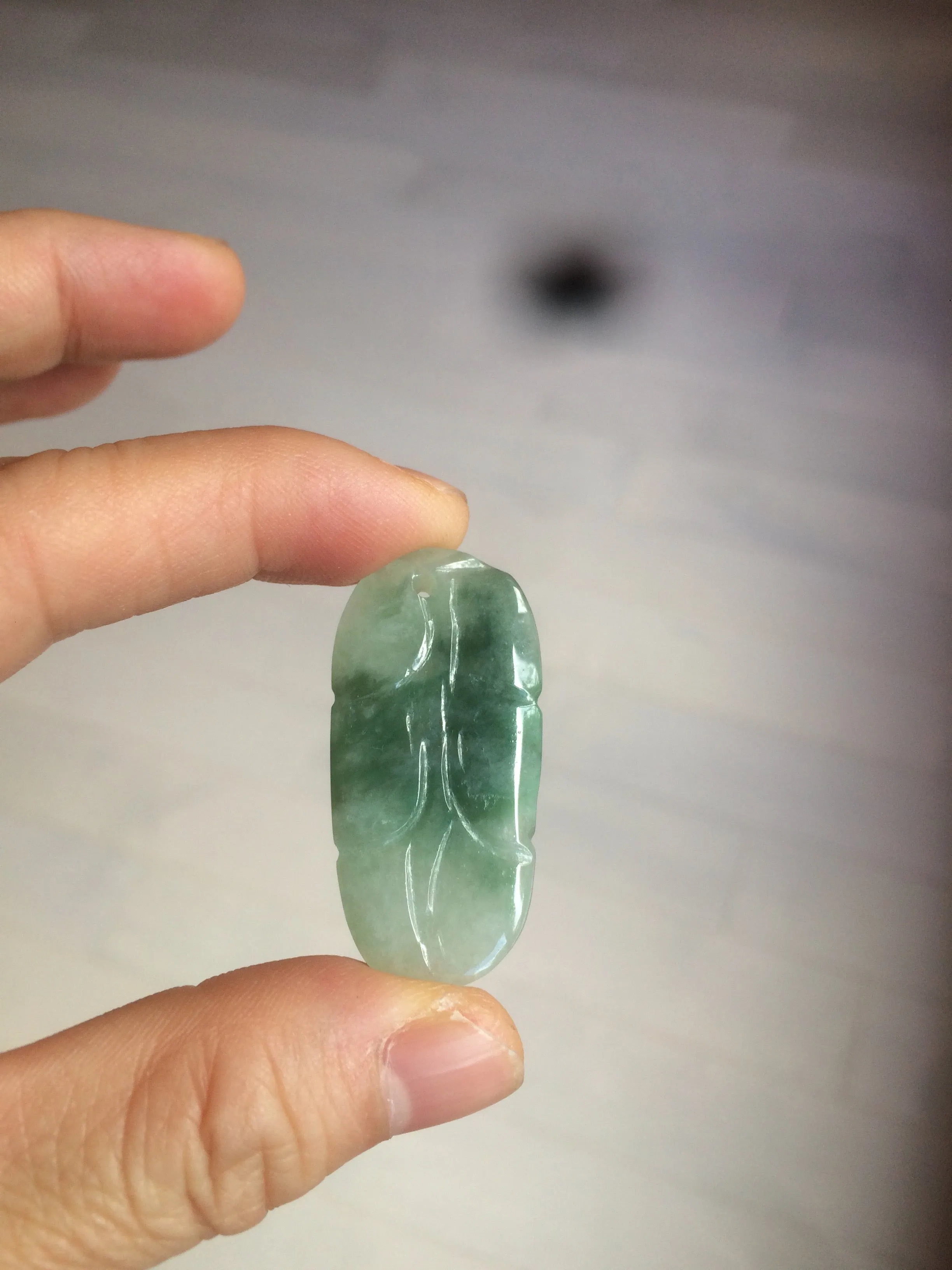 100% natural type A icy watery light green/dark green jadeite jade leaf pendant group AZ100