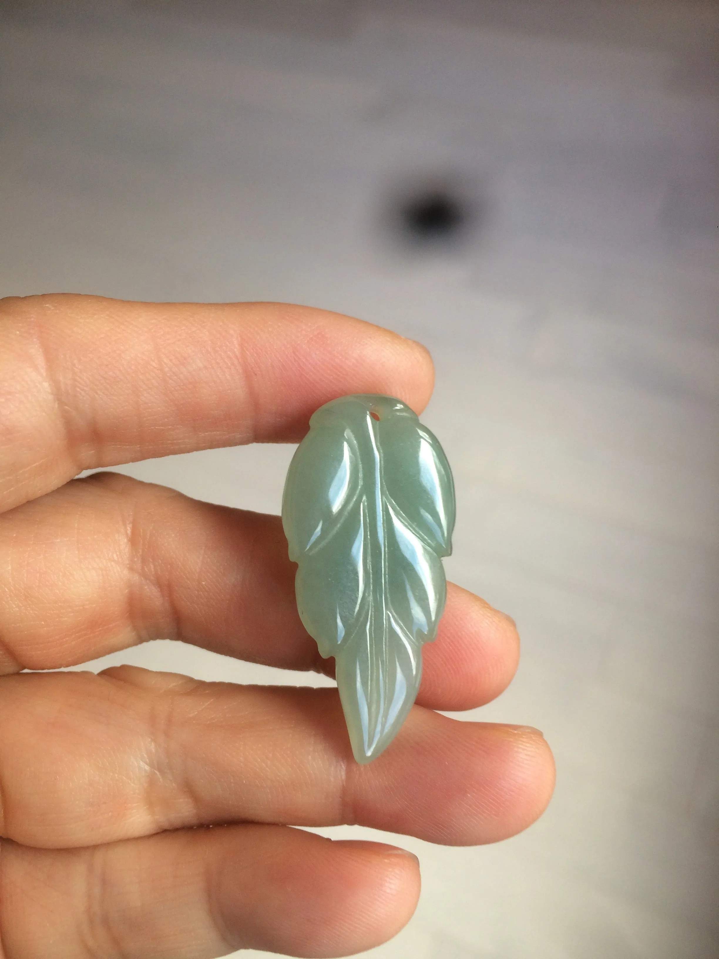 100% natural type A icy watery light green/dark green jadeite jade leaf pendant group AZ100