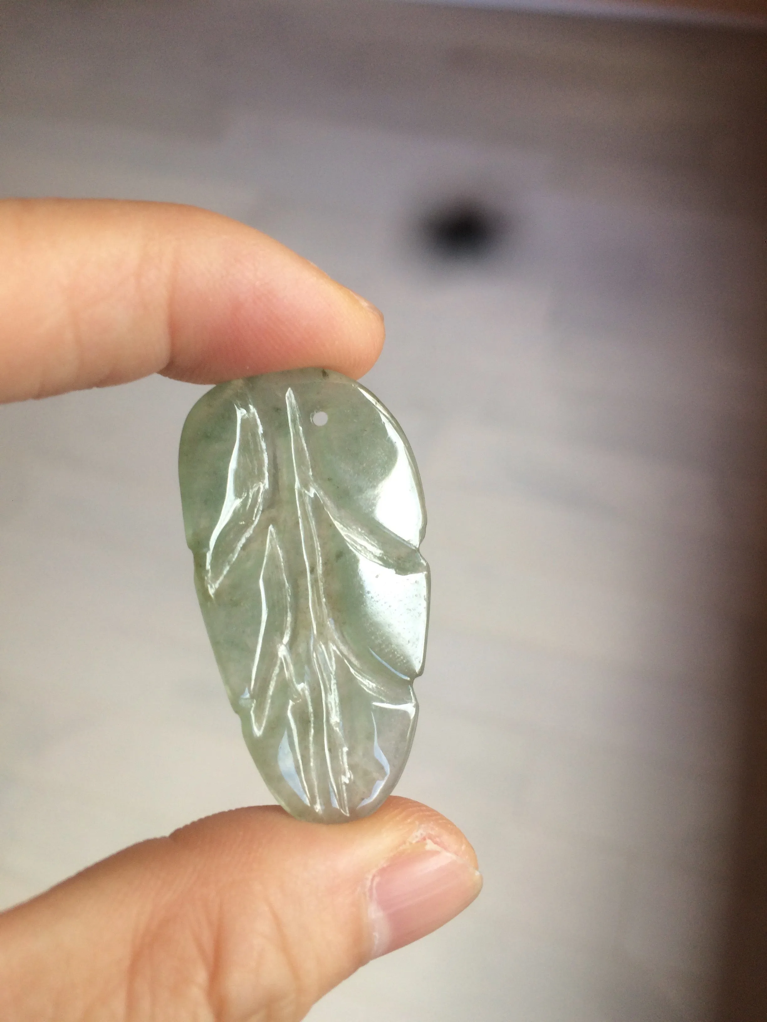 100% natural type A icy watery light green/dark green jadeite jade leaf pendant group AZ100