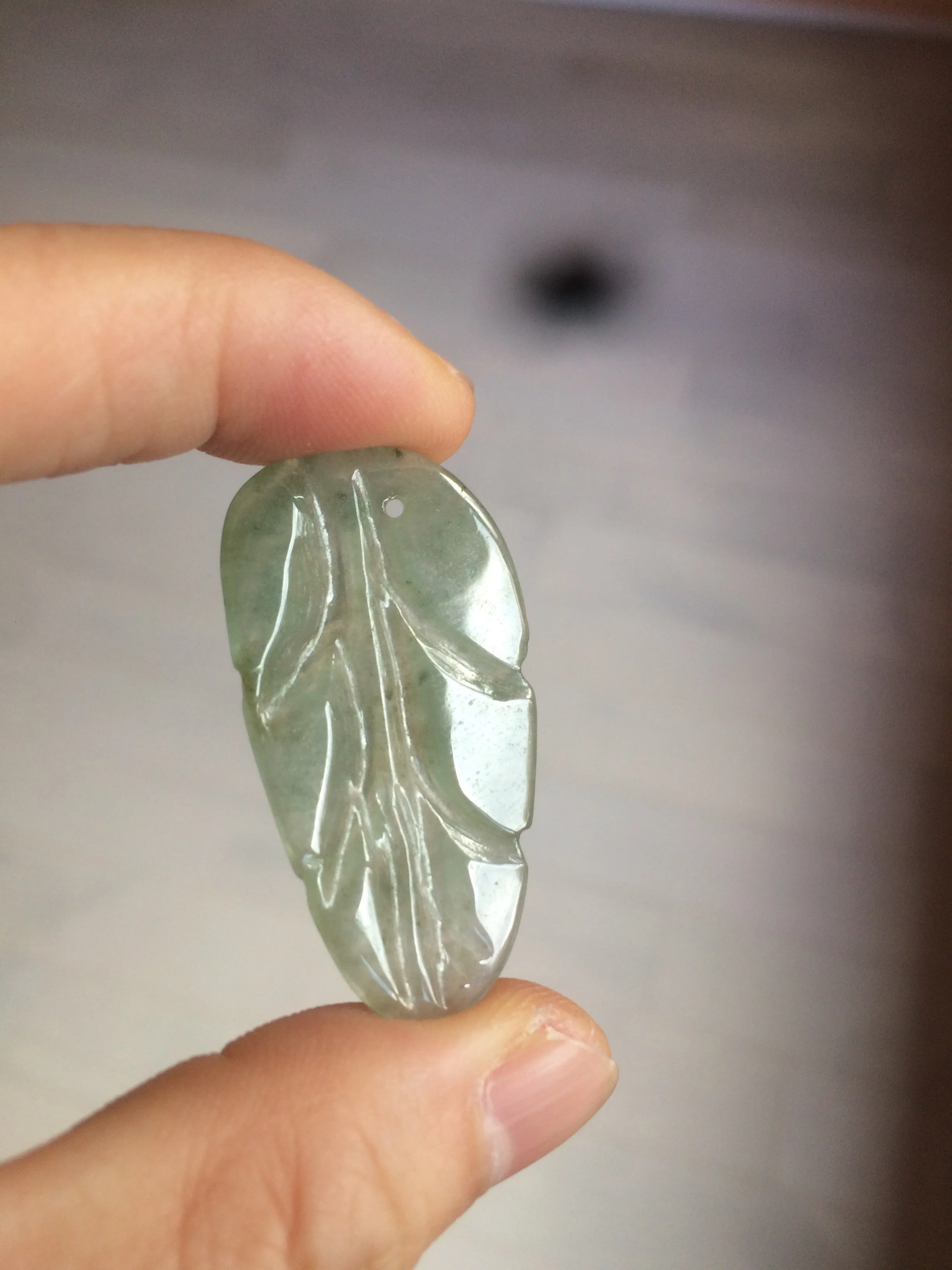 100% natural type A icy watery light green/dark green jadeite jade leaf pendant group AZ100