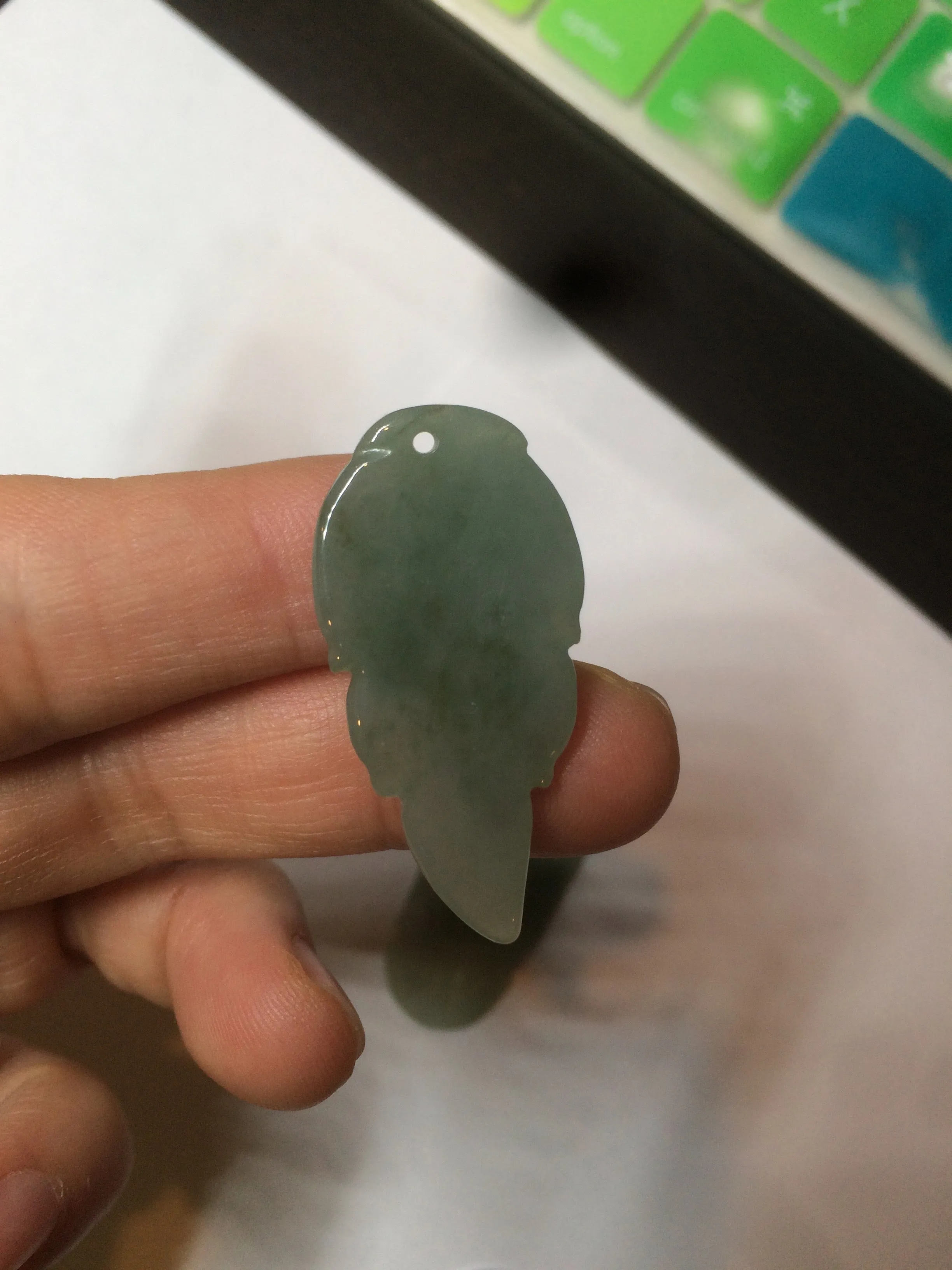 100% natural type A icy watery light green/dark green jadeite jade leaf pendant group AZ100