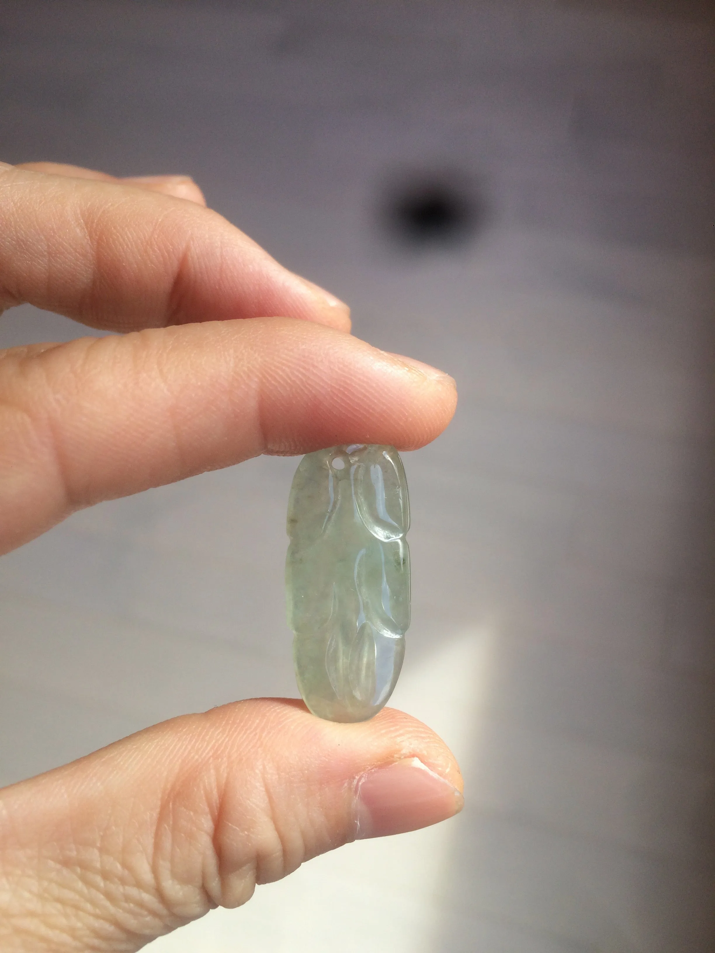 100% natural type A icy watery light green/dark green jadeite jade leaf pendant group AZ100