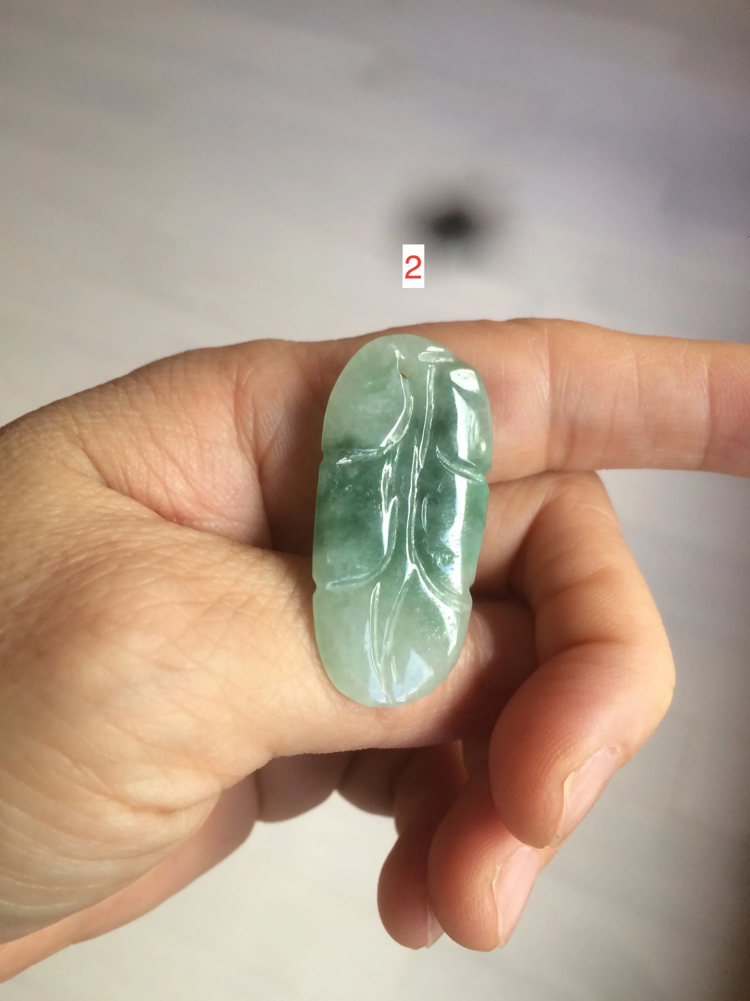 100% natural type A icy watery light green/dark green jadeite jade leaf pendant group AZ100