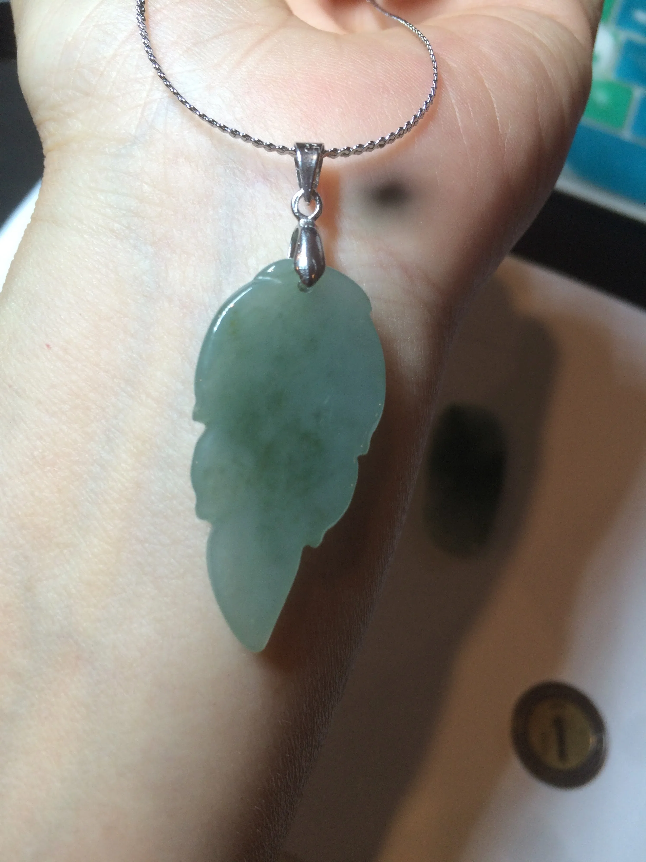 100% natural type A icy watery light green/dark green jadeite jade leaf pendant group AZ100