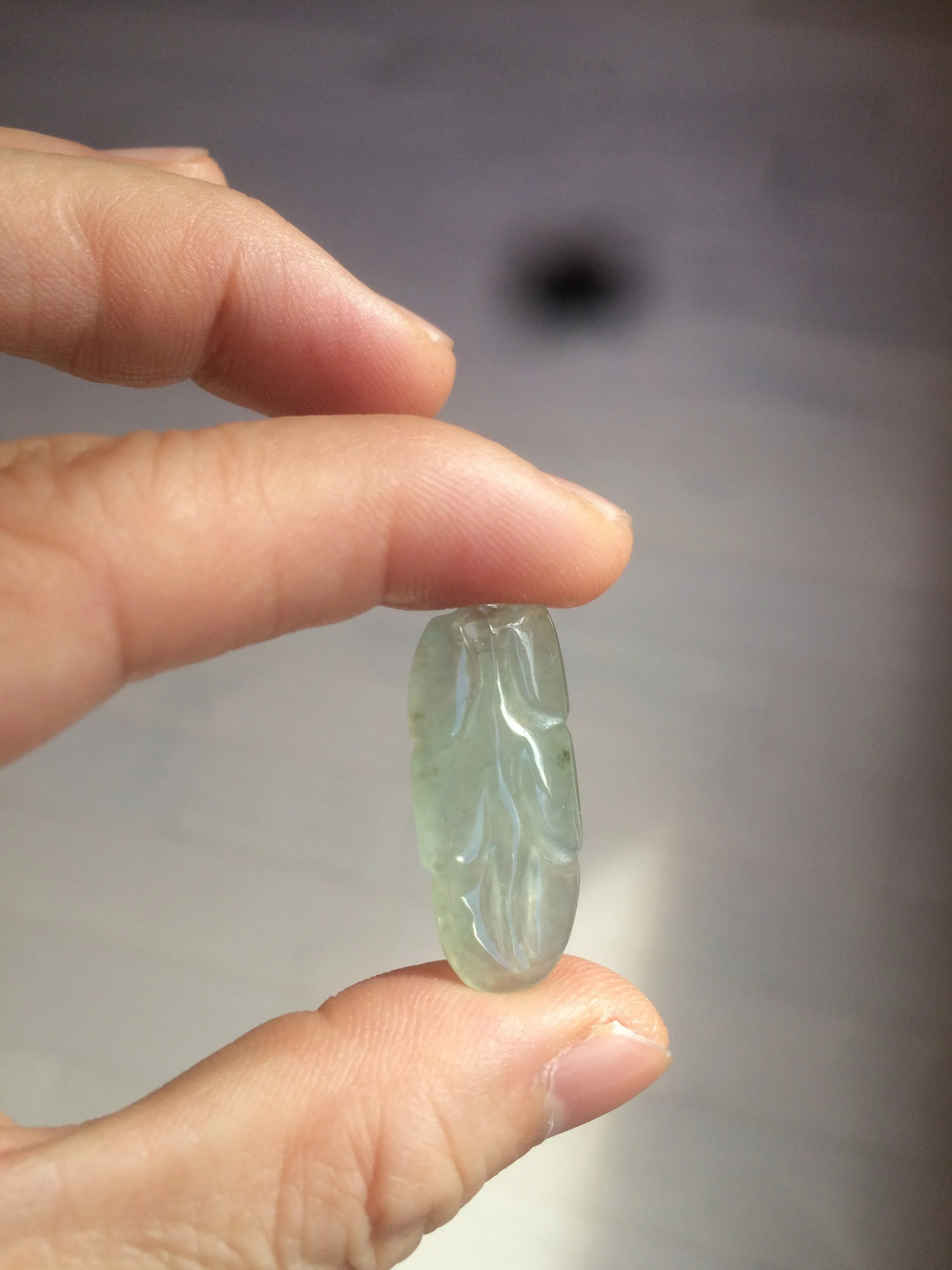 100% natural type A icy watery light green/dark green jadeite jade leaf pendant group AZ100