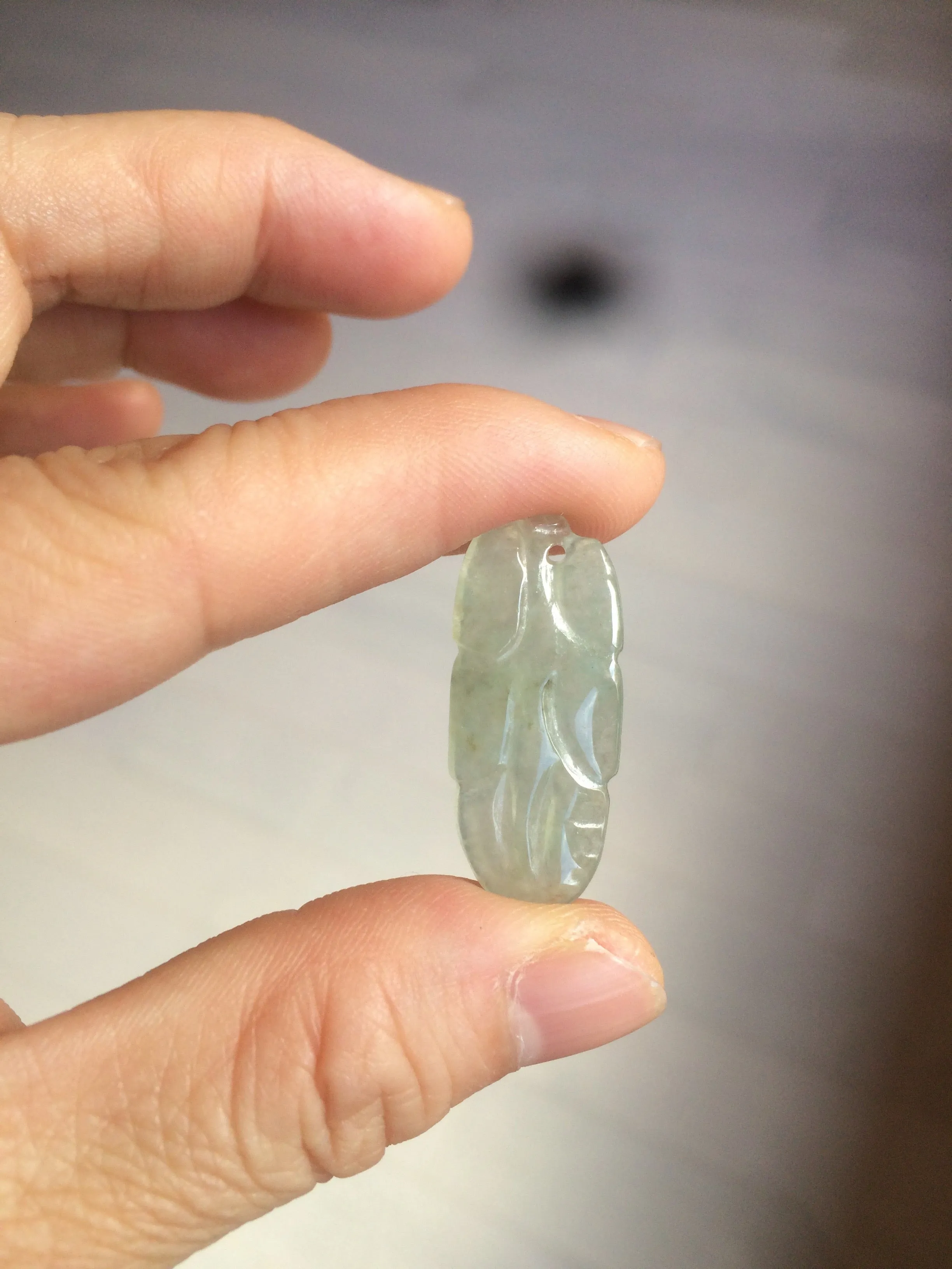 100% natural type A icy watery light green/dark green jadeite jade leaf pendant group AZ100