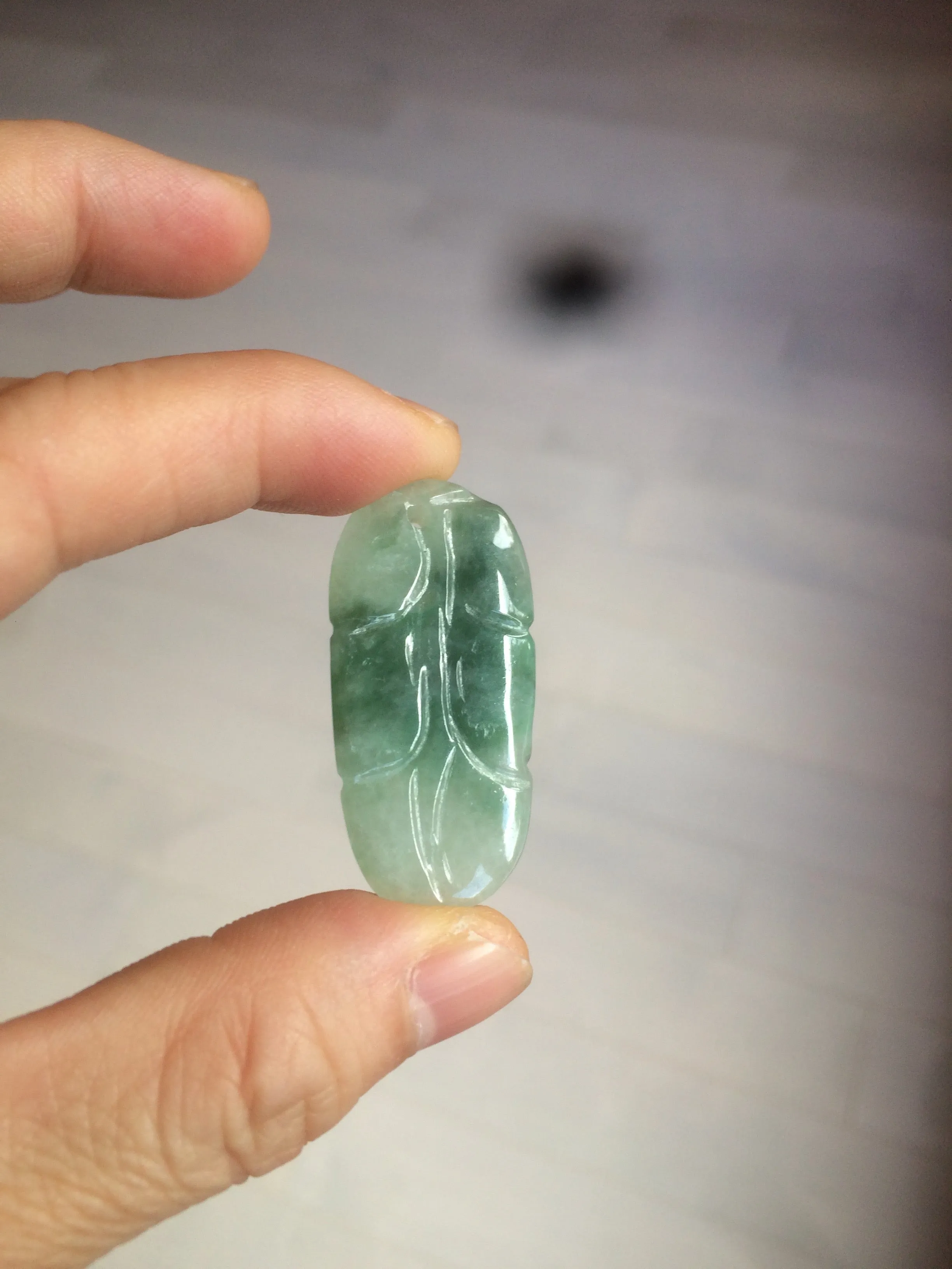 100% natural type A icy watery light green/dark green jadeite jade leaf pendant group AZ100