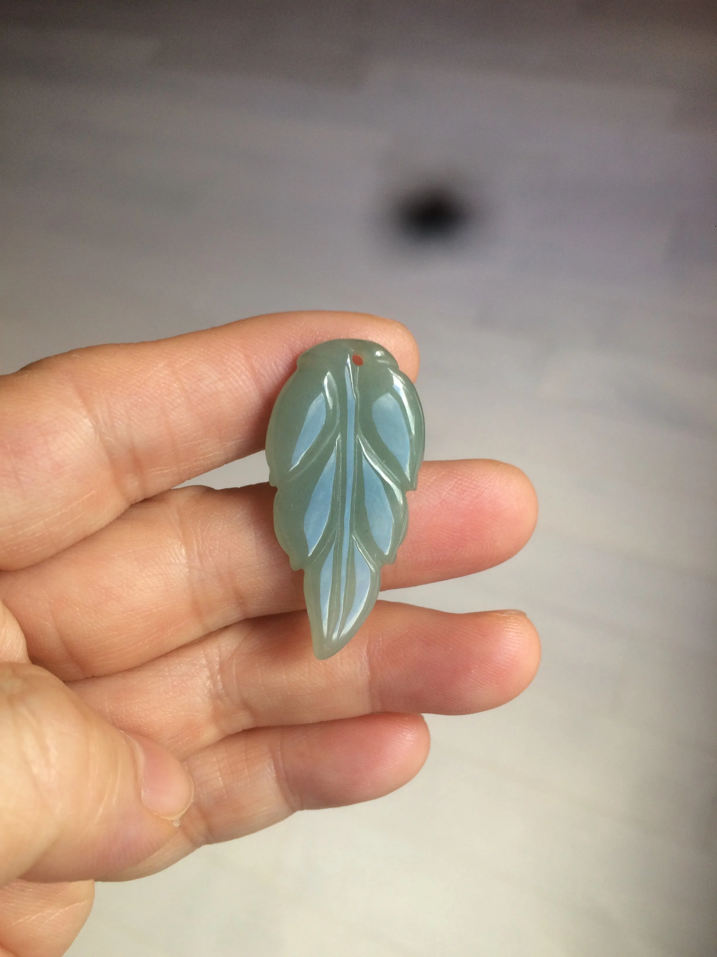 100% natural type A icy watery light green/dark green jadeite jade leaf pendant group AZ100