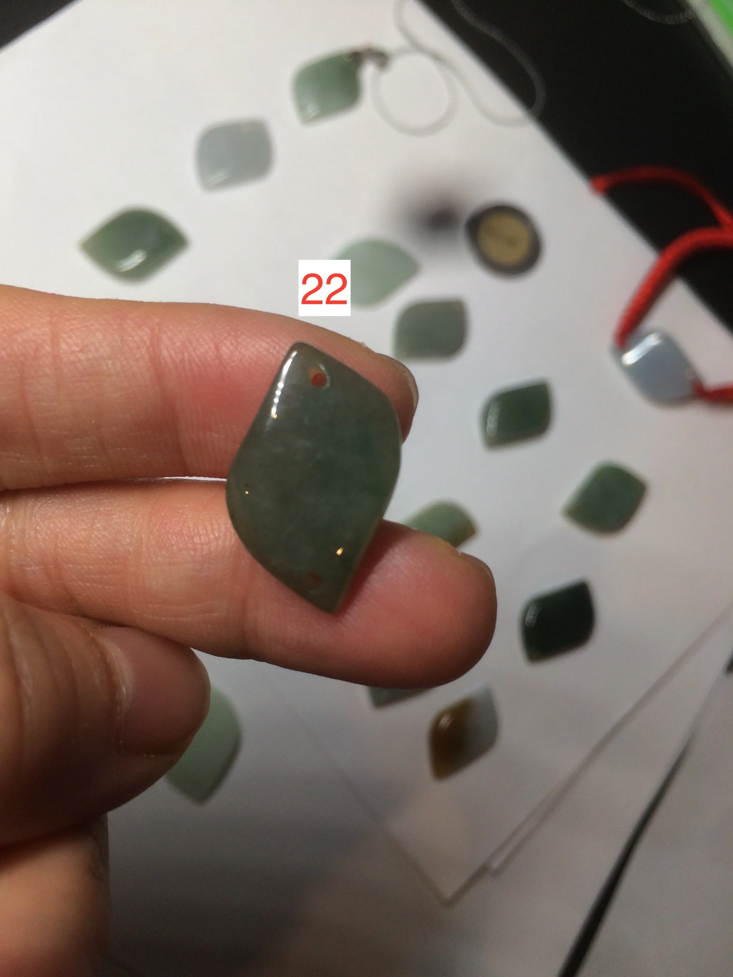 100% natural type A jadeite jade icy Willow leaf bead KS97