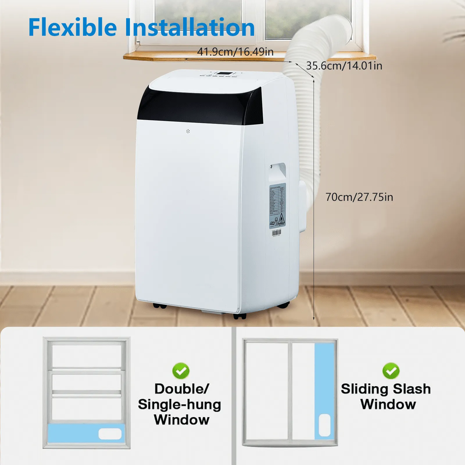 14,000 BTU Dual Hose Portable Air Conditioner and Heater - Dehumidifier, Fan - for Rooms Up to 700 Sq. Ft - AC Unit   Heater