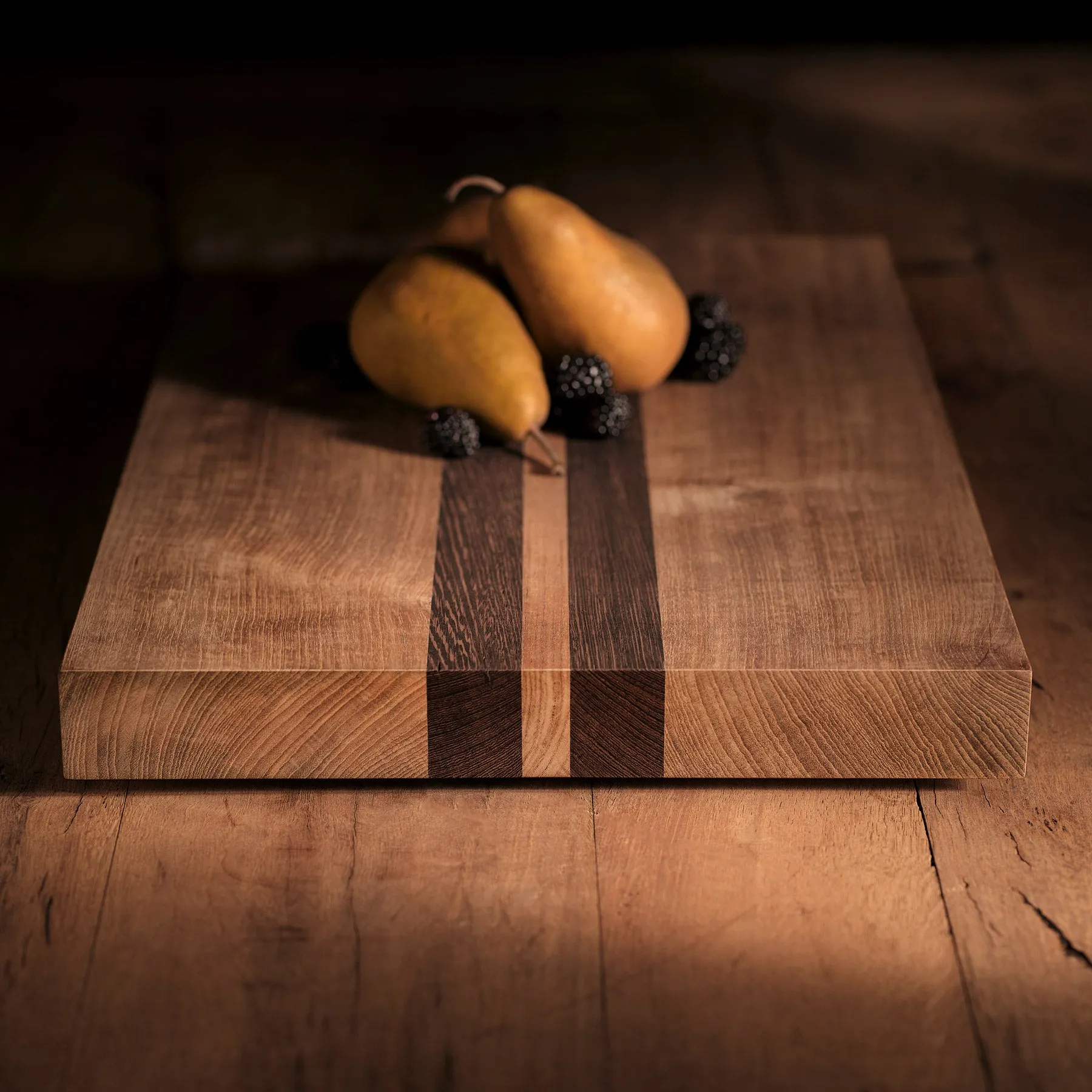 14X20 Teak Serving Board - Teak/Natural Finish with Double Stripe