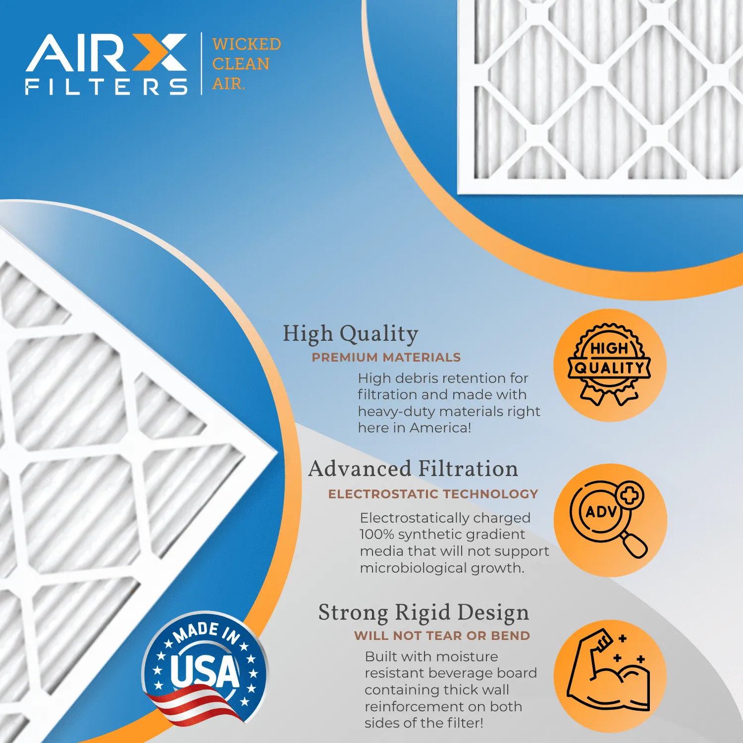 16x24x1 Air Filter MERV 11 Comparable to MPR 1000, MPR 1200 & FPR 7 Electrostatic Pleated Air Conditioner Filter 6 Pack HVAC Premium USA Made 16x24x1 Furnace Filters by AIRX FILTERS WICKED CLEAN AIR.