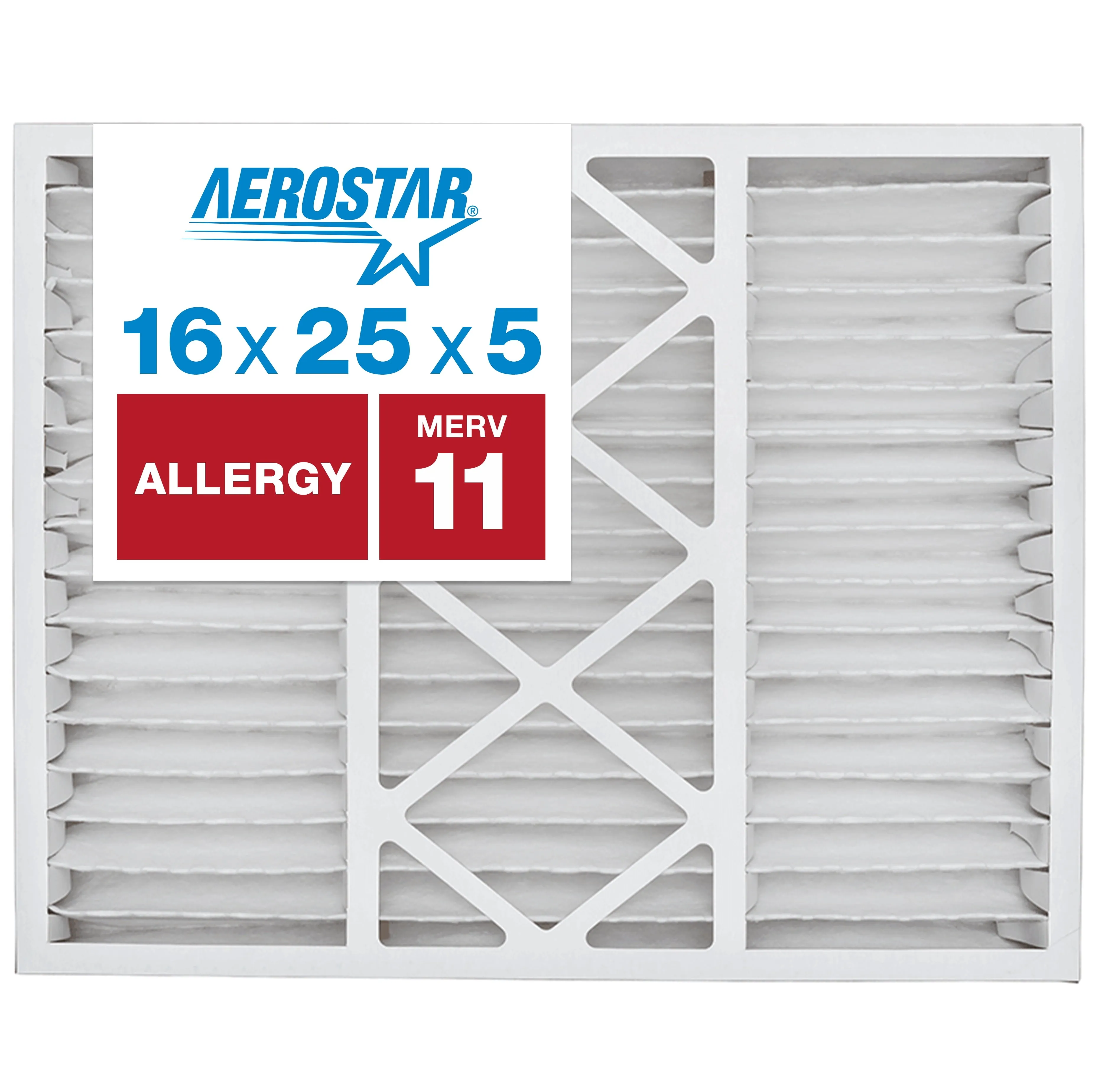 16x25x5 Honeywell Replacement Furnace Air Filters by Aerostar - Merv 11, Box of 2