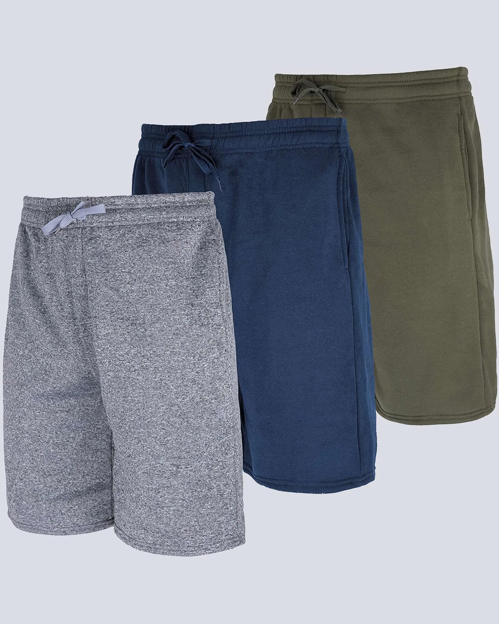 3 Pack: Mens 9 Fleece Casual Lounge Shorts