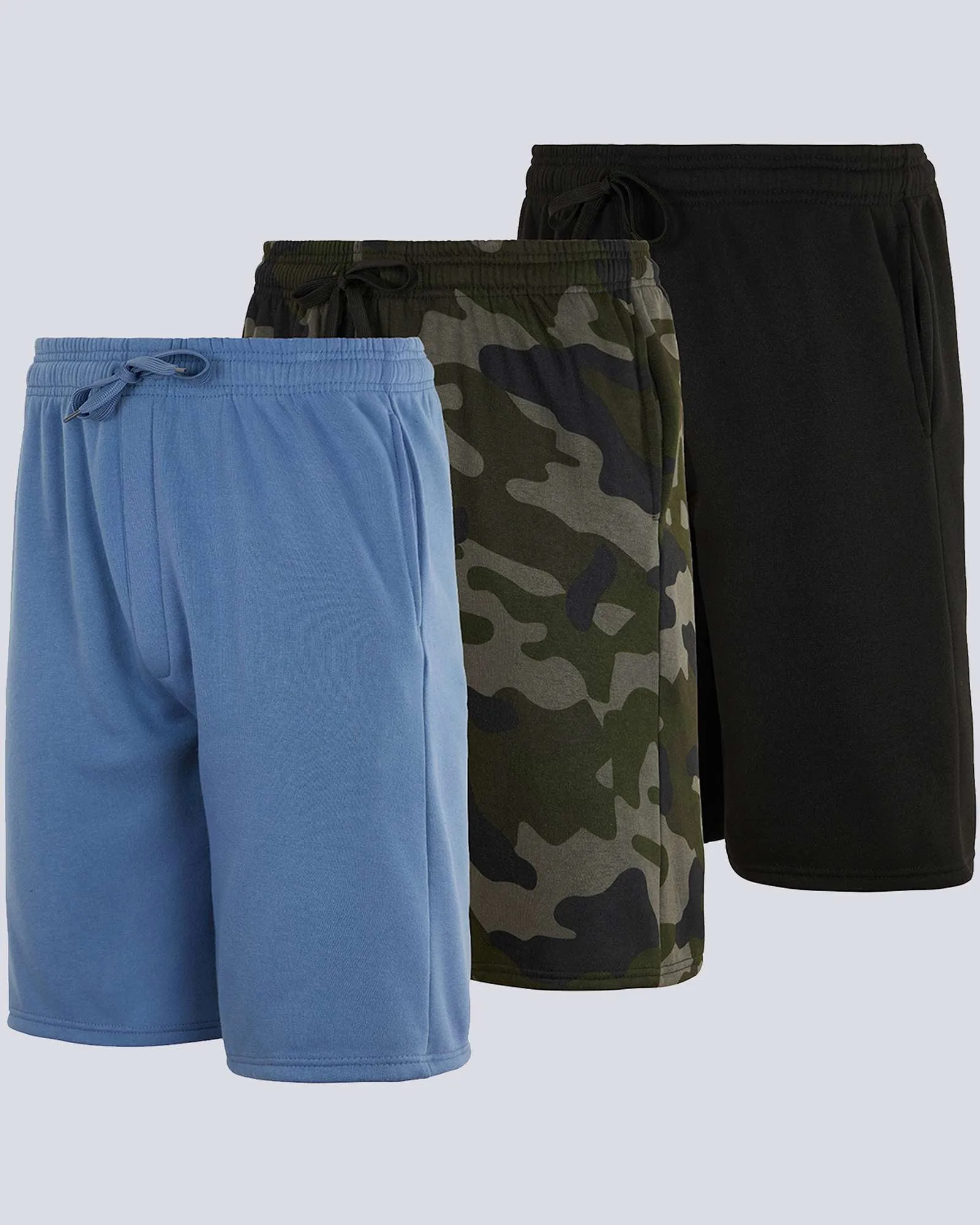 3 Pack: Mens 9 Fleece Casual Lounge Shorts