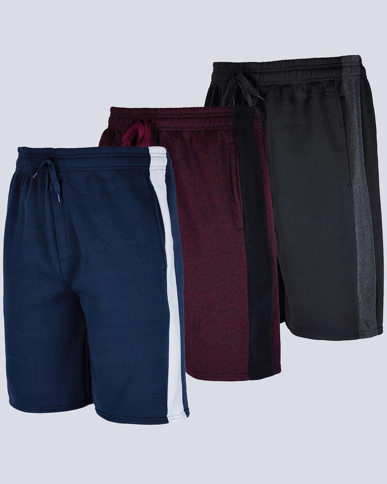 3 Pack: Mens 9 Fleece Casual Lounge Shorts