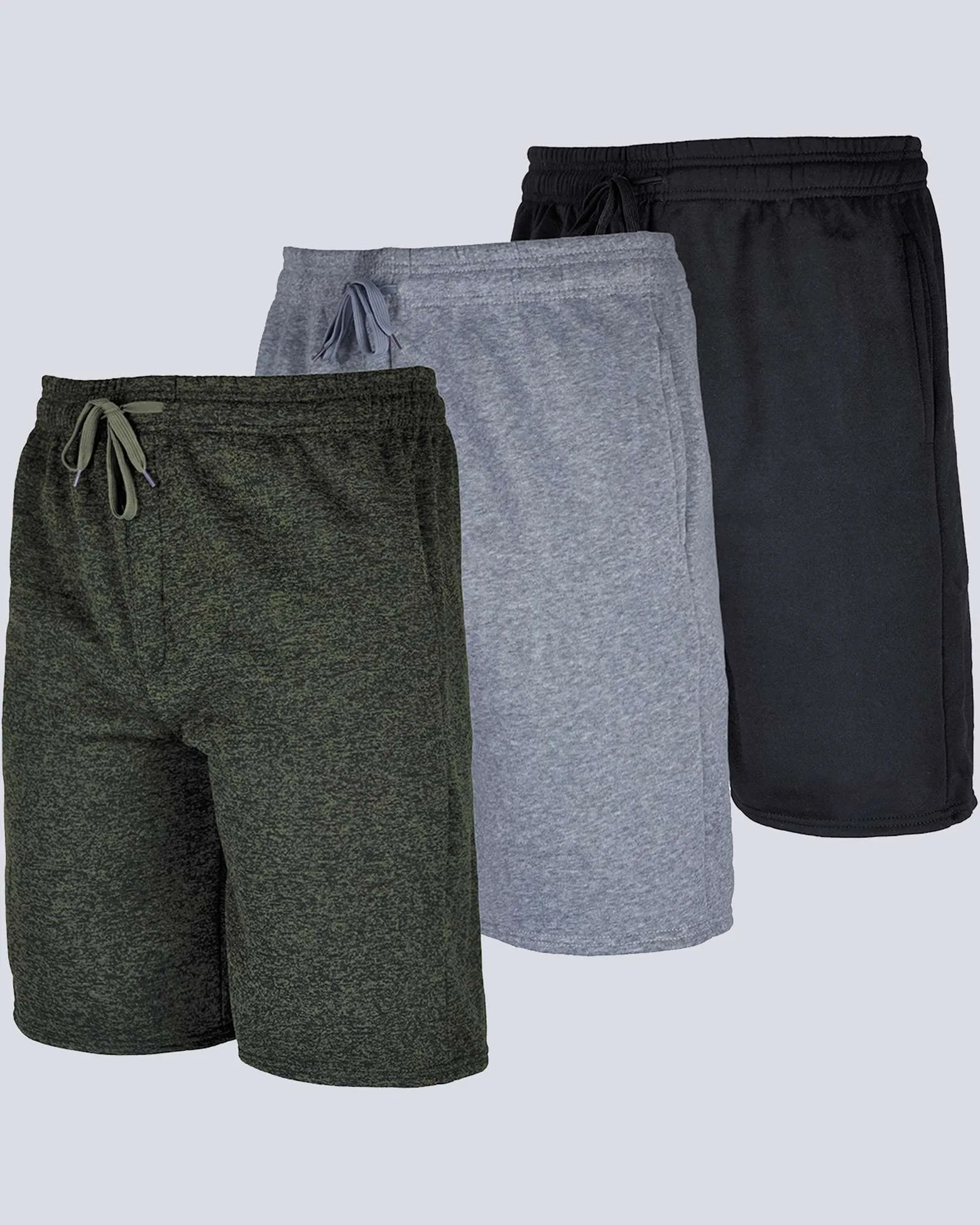 3 Pack: Mens 9 Fleece Casual Lounge Shorts