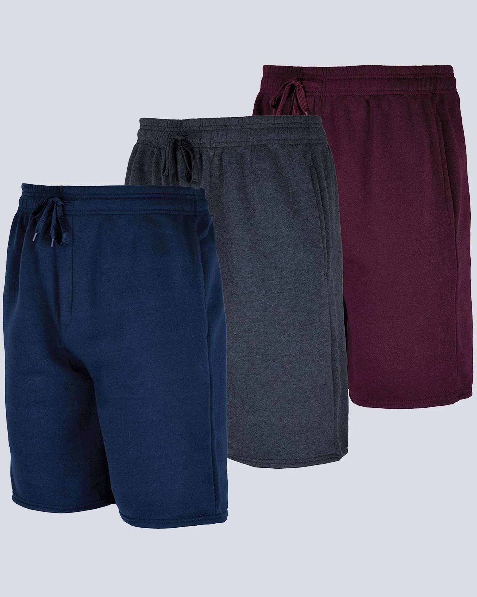 3 Pack: Mens 9 Fleece Casual Lounge Shorts