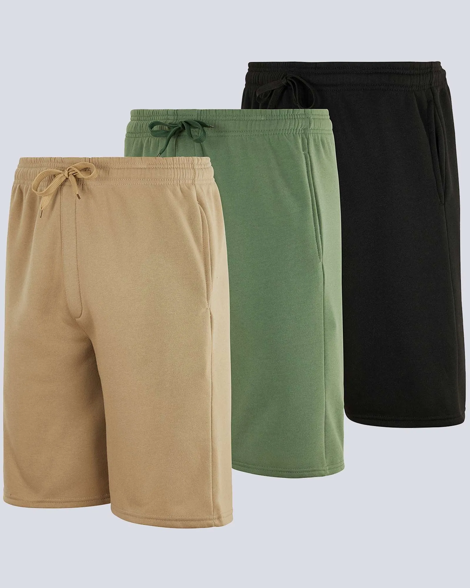 3 Pack: Mens 9 Fleece Casual Lounge Shorts