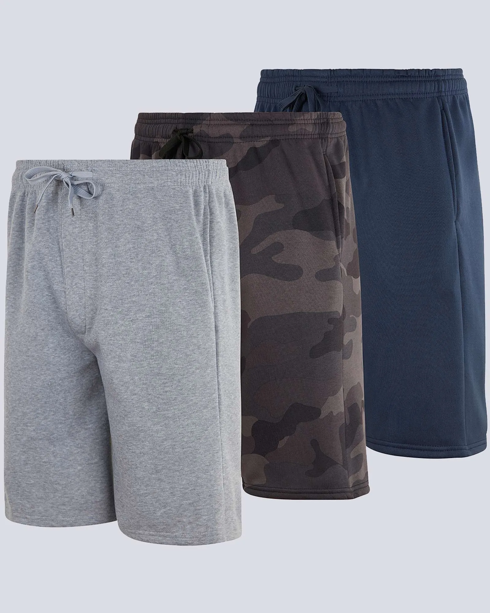 3 Pack: Mens 9 Fleece Casual Lounge Shorts