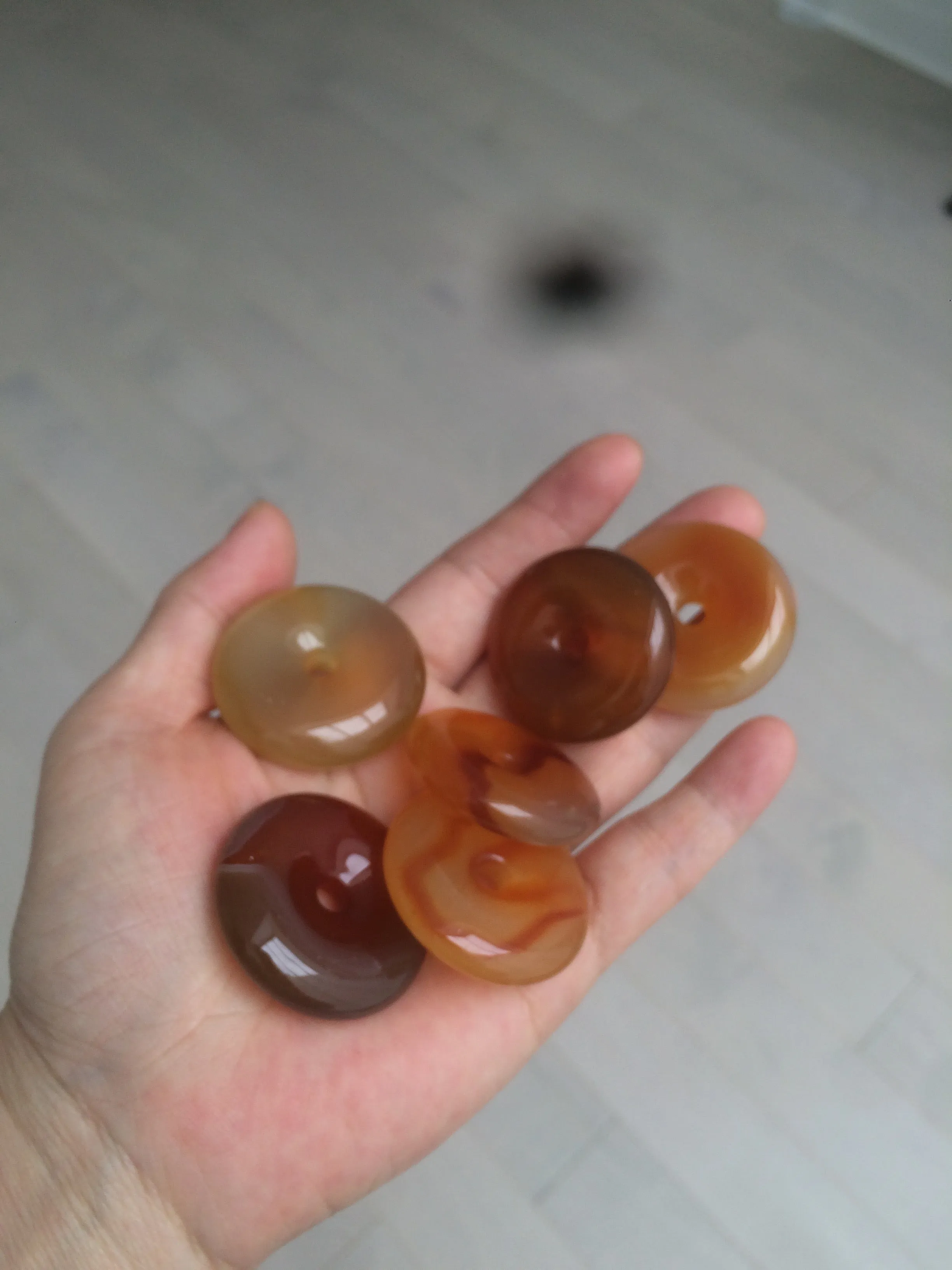 33-34mm 100% natural icy clear red/yellow agate safety guardian donut add-on item SY26