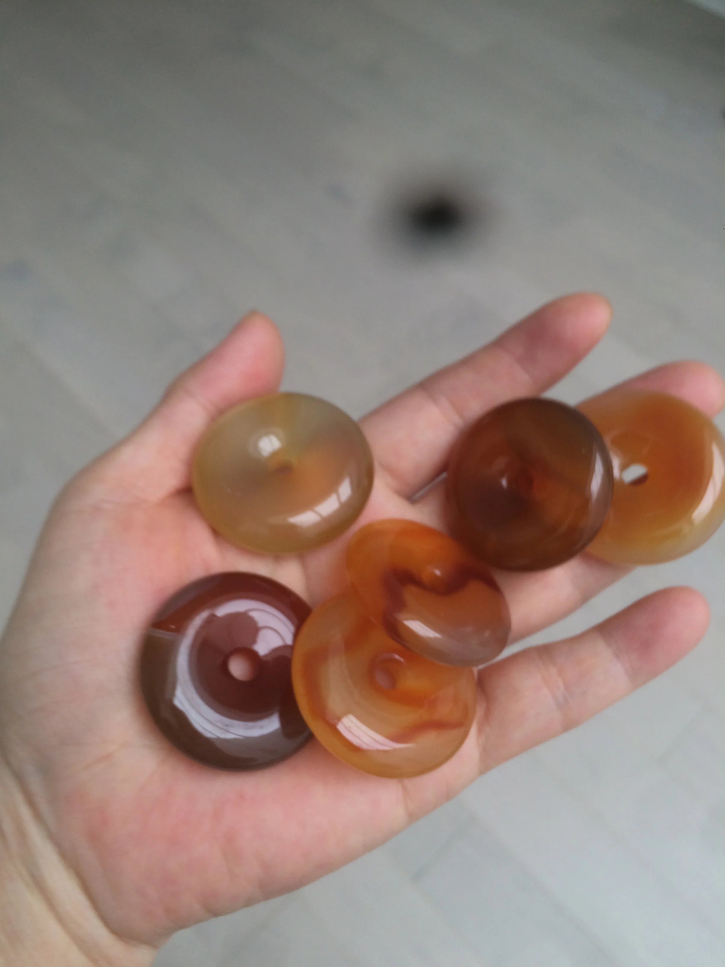 33-34mm 100% natural icy clear red/yellow agate safety guardian donut add-on item SY26