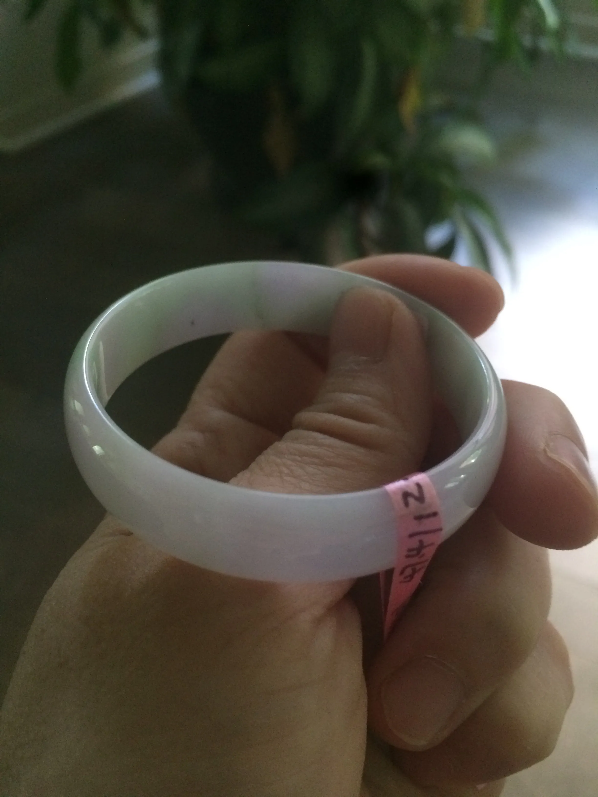 47.4mm certified Type A 100% Natural light sunny green/purple thin Jadeite Jade bangle Z51-3201