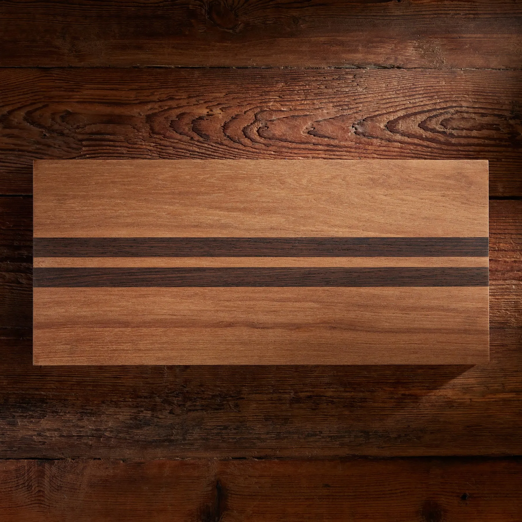 9X20 Teak Serving Board - Teak/Natural Finish with Double Stripe