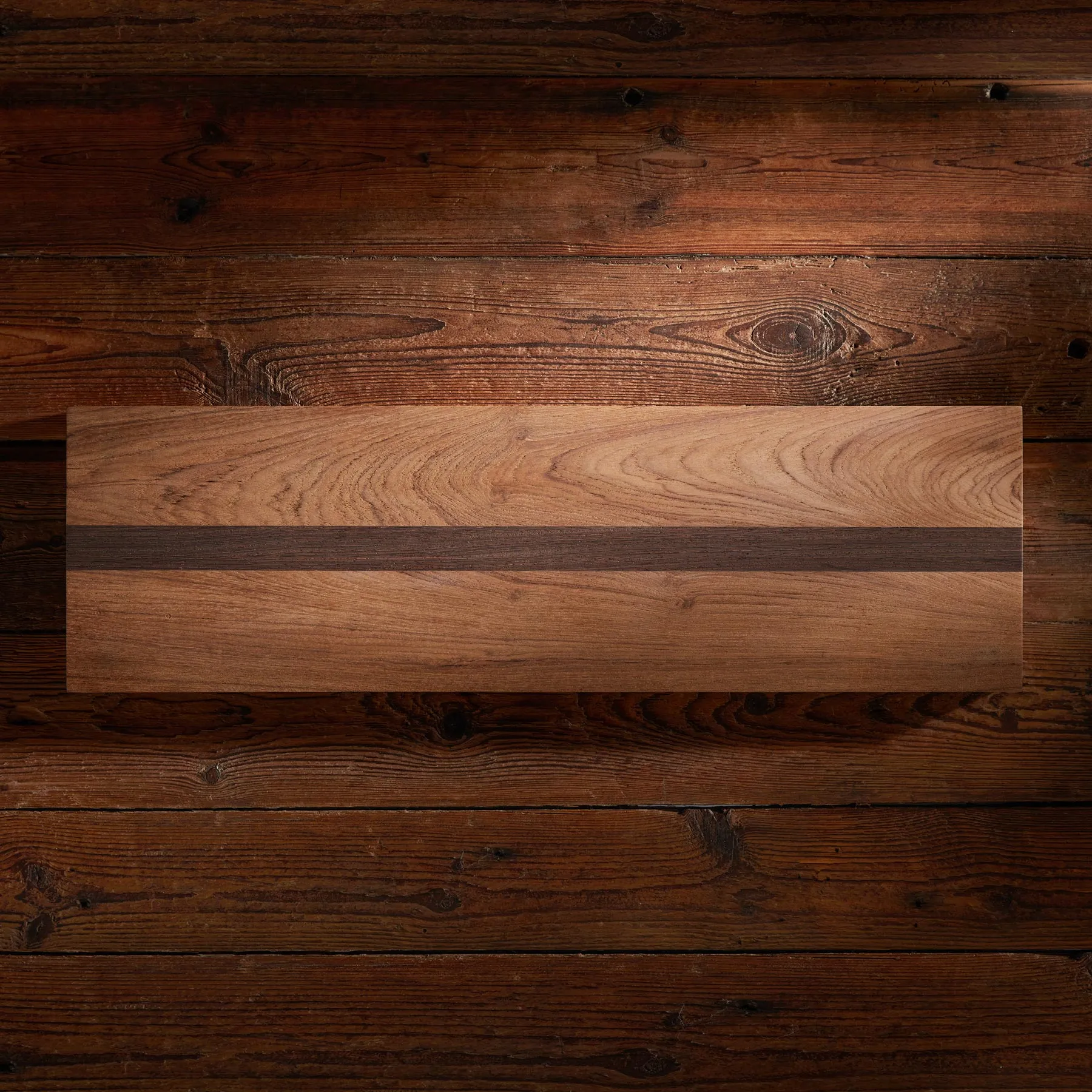 9X30 Teak Serving Board - Teak/Natural Finish with Single Stripe