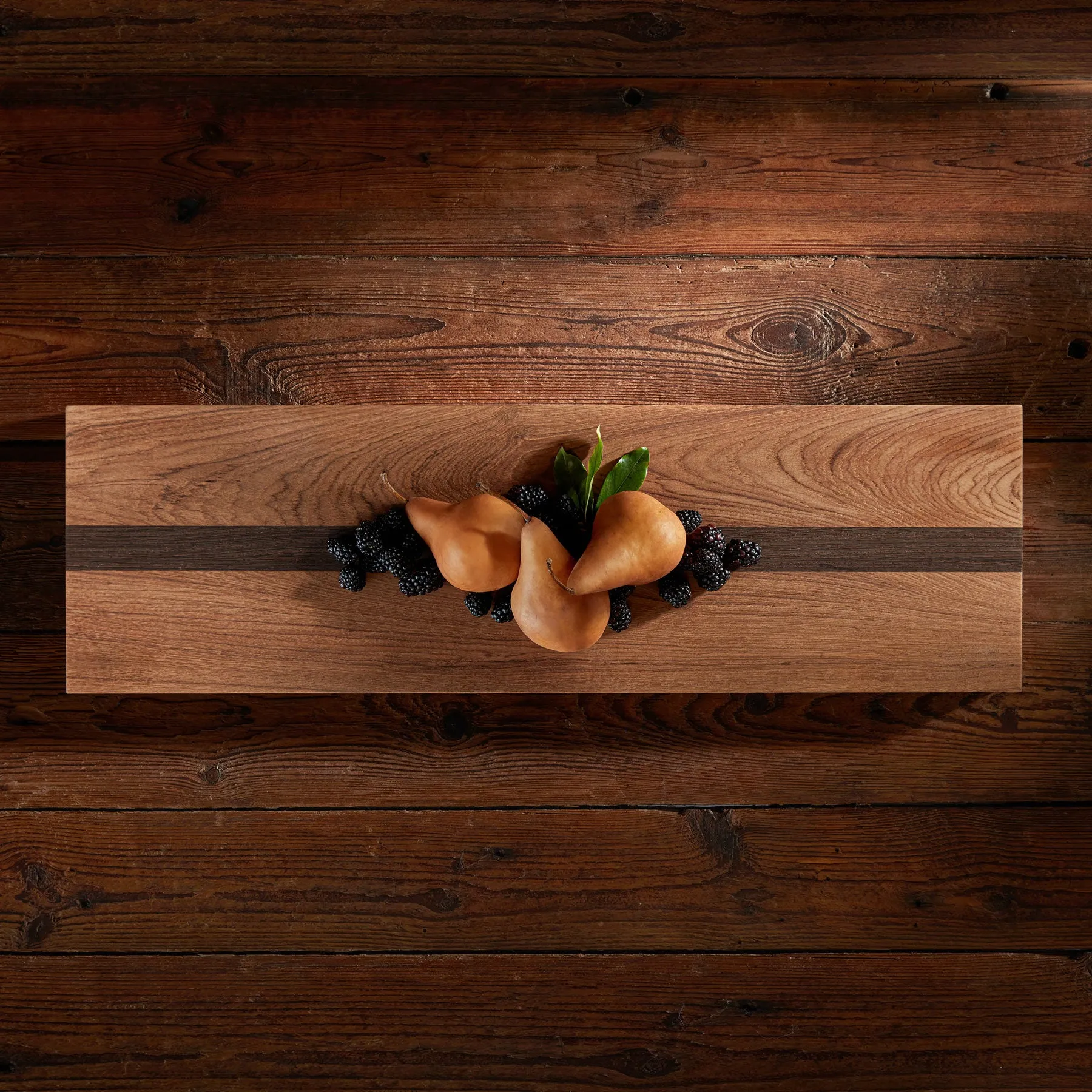 9X30 Teak Serving Board - Teak/Natural Finish with Single Stripe