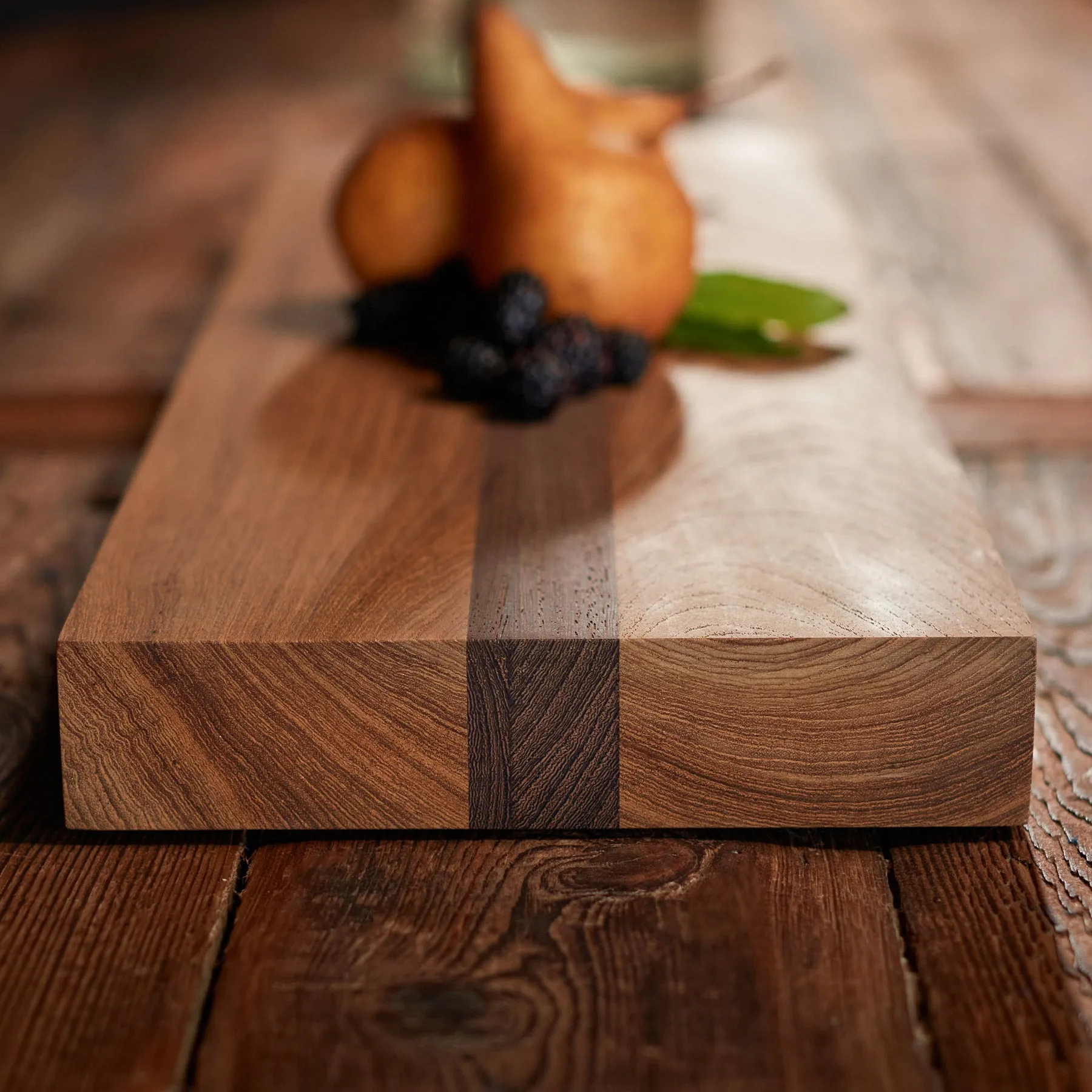 9X30 Teak Serving Board - Teak/Natural Finish with Single Stripe