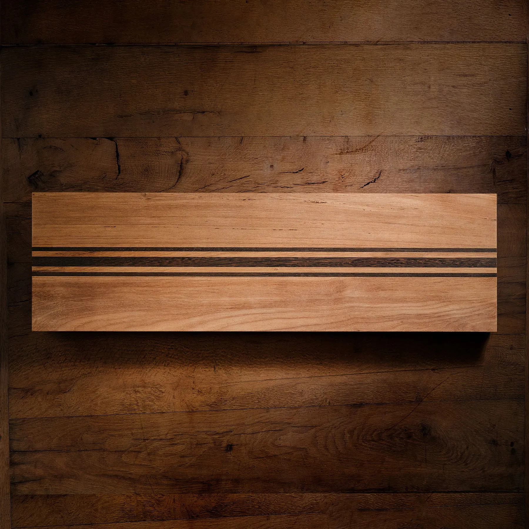 9X30 Teak Serving Board - Teak/Natural Finish with Triple Stripe