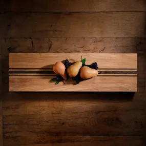 9X30 Teak Serving Board - Teak/Natural Finish with Triple Stripe