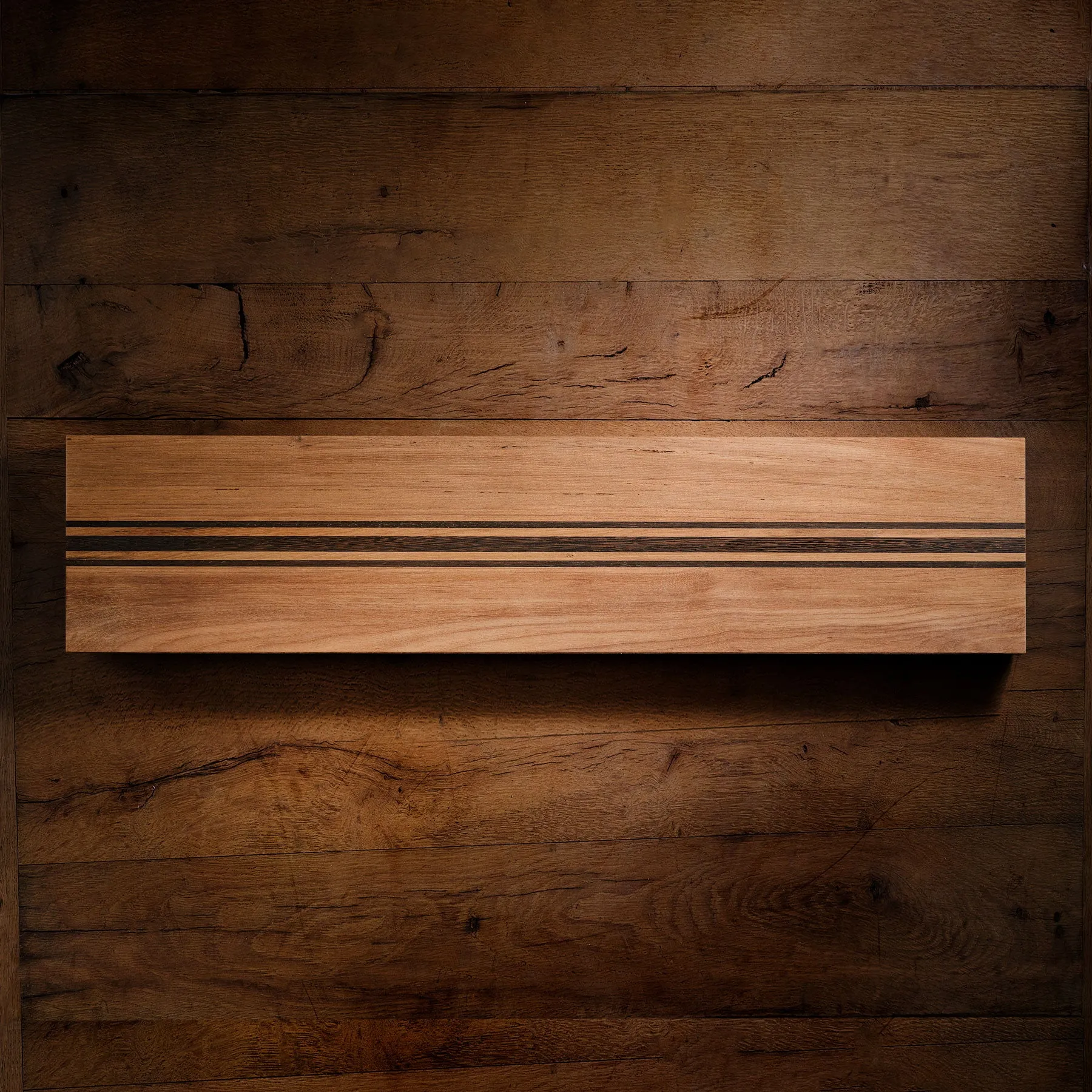 9X40 Teak Serving Board with Triple Stripe - Teak/Natural Finish