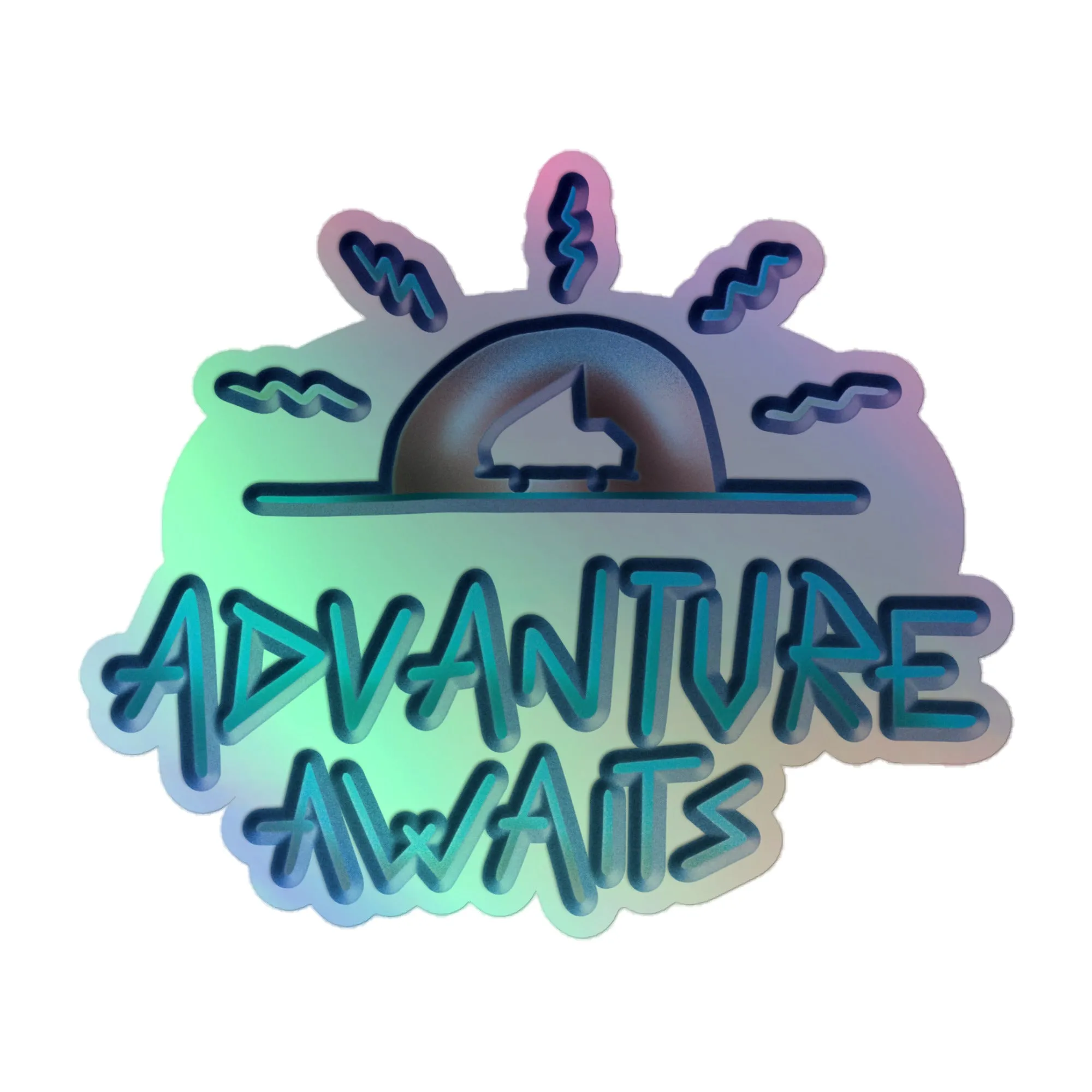 Advanture Awaits Holographic Sticker