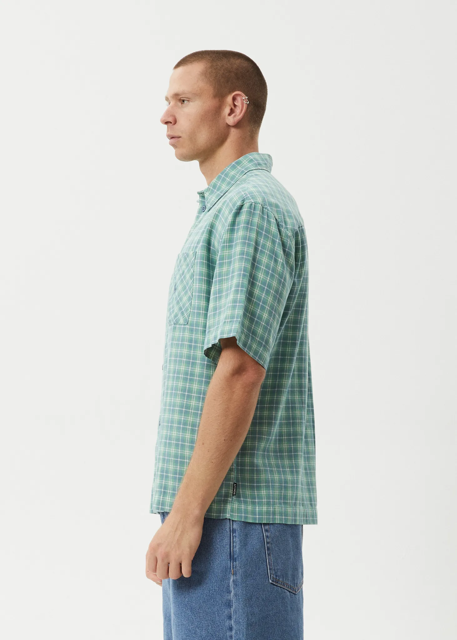 AFENDS Mens Creator - Short Sleeve Shirt - Pine