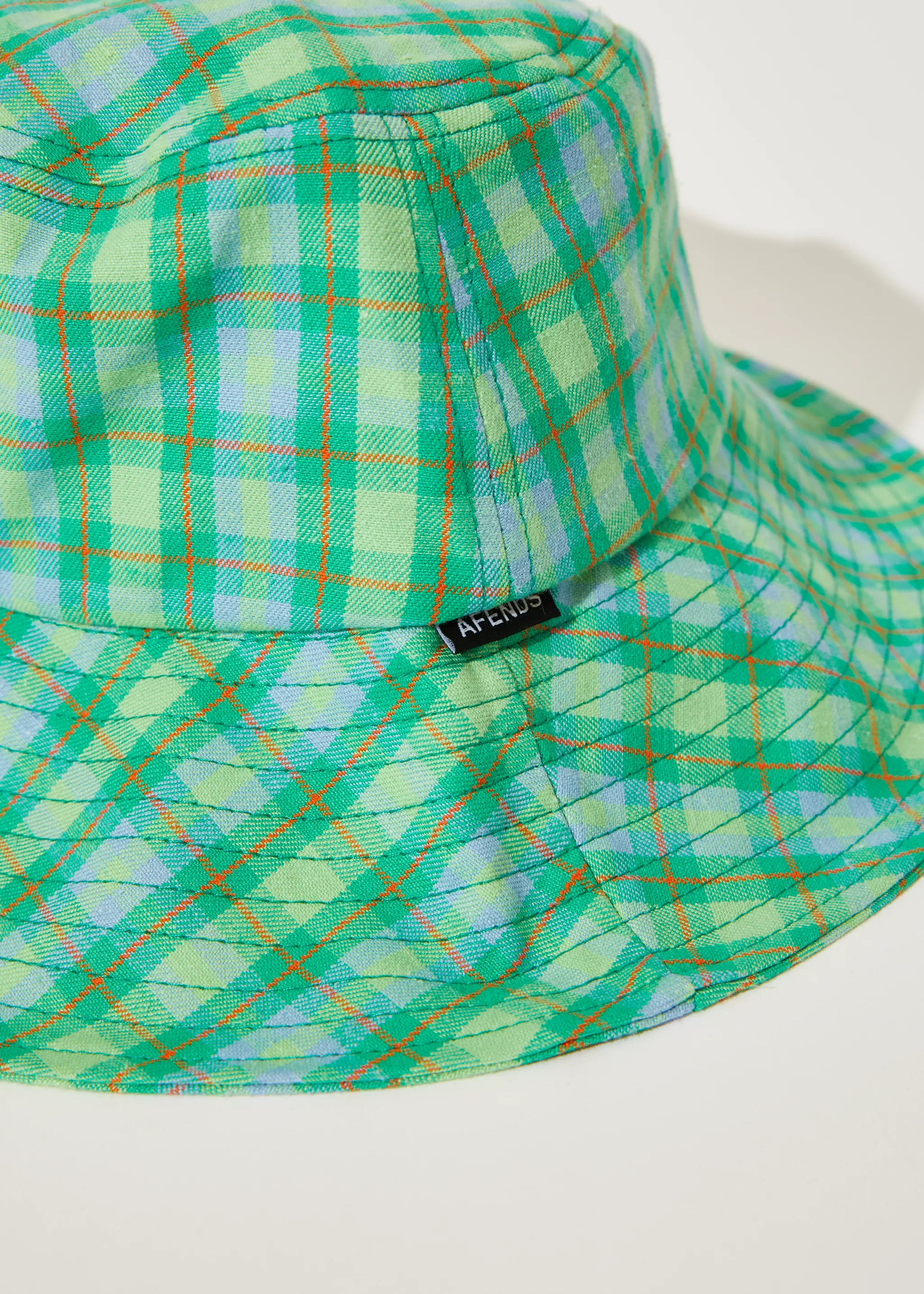 AFENDS Unisex Tully - Check Wide Brim Hat - Forest Check