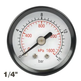 Aircraft Press. Gauge 40Mm 1/4' Rear Fit 0-16Bar 0-1600Kpa