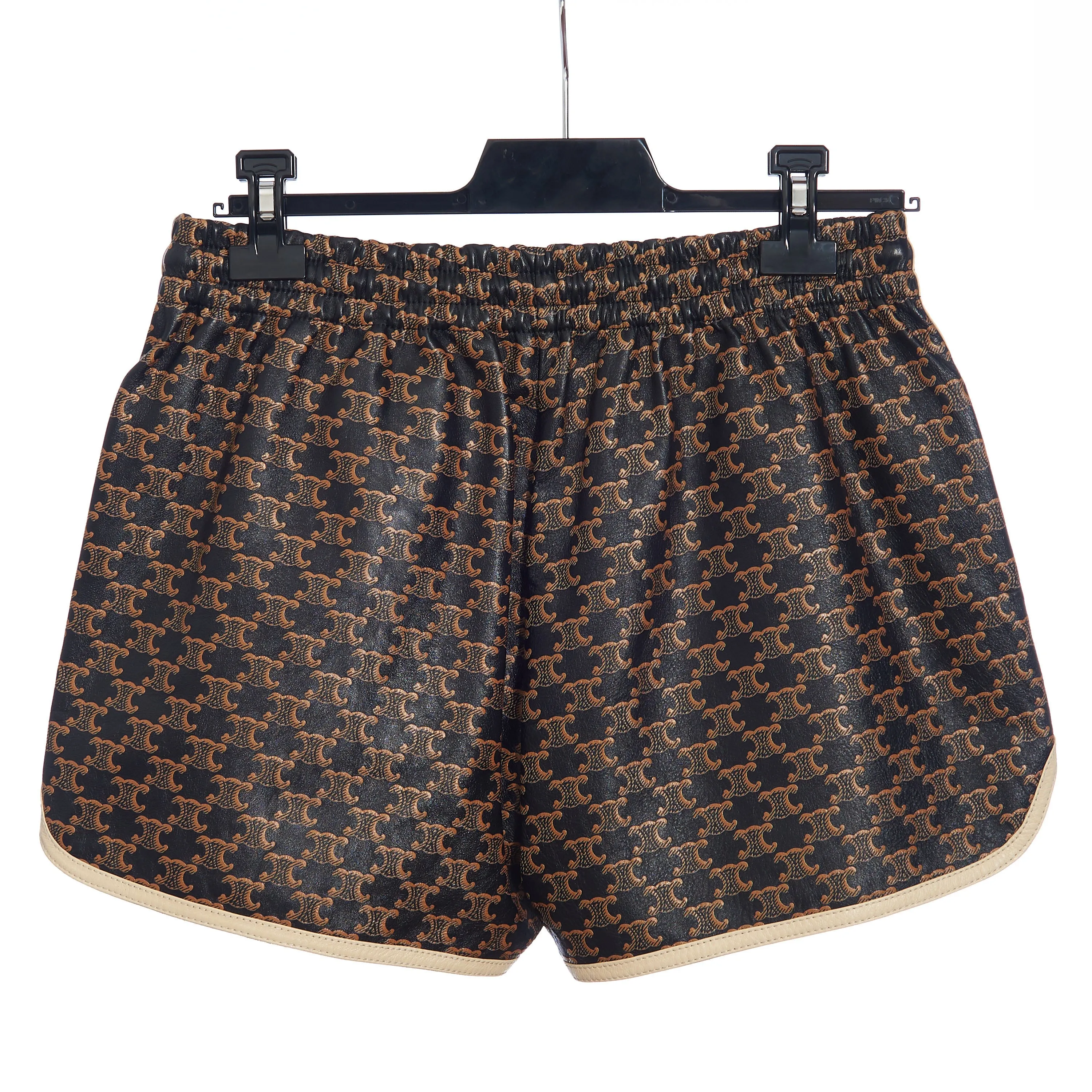 Athletic Lambskin Leather Shorts With Monogram Print