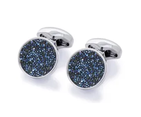 Babette Wasserman Moondust Round Cufflinks in Blue Swarovski® Crystals