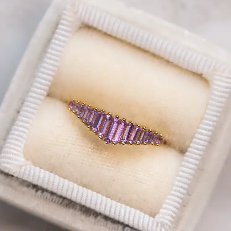 Baguette Cut Lilac Sapphire Ring