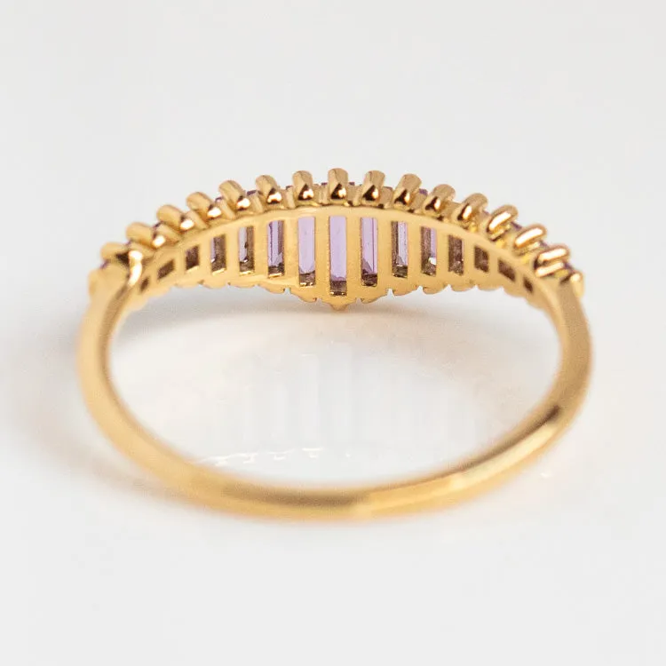 Baguette Cut Lilac Sapphire Ring