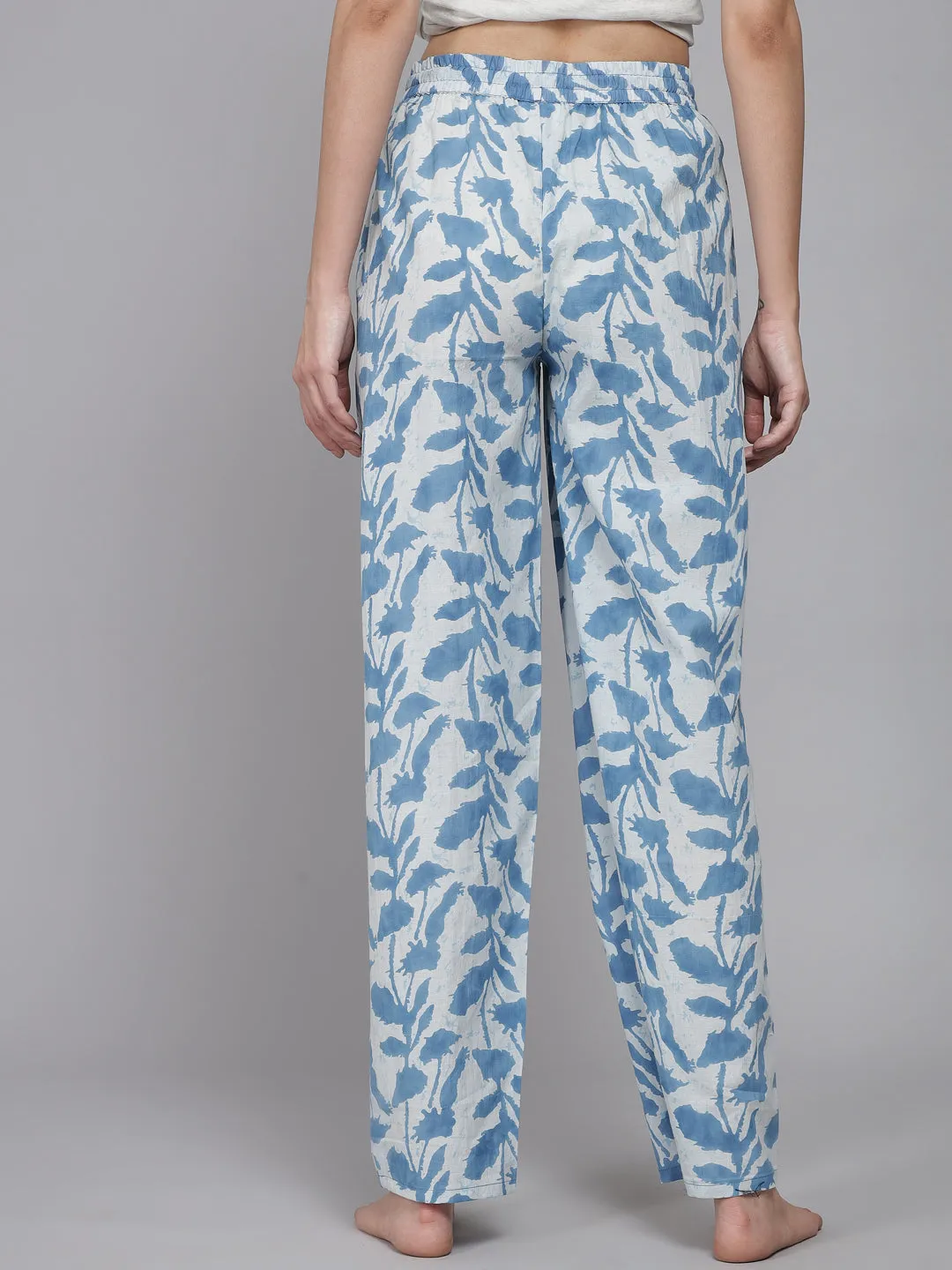 Blue Leaf Women's Cotton Pyjama by Shararat