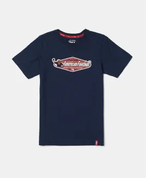 Boy's Super Combed Cotton Graphic Printed Half Sleeve T-Shirt - Navy Printed