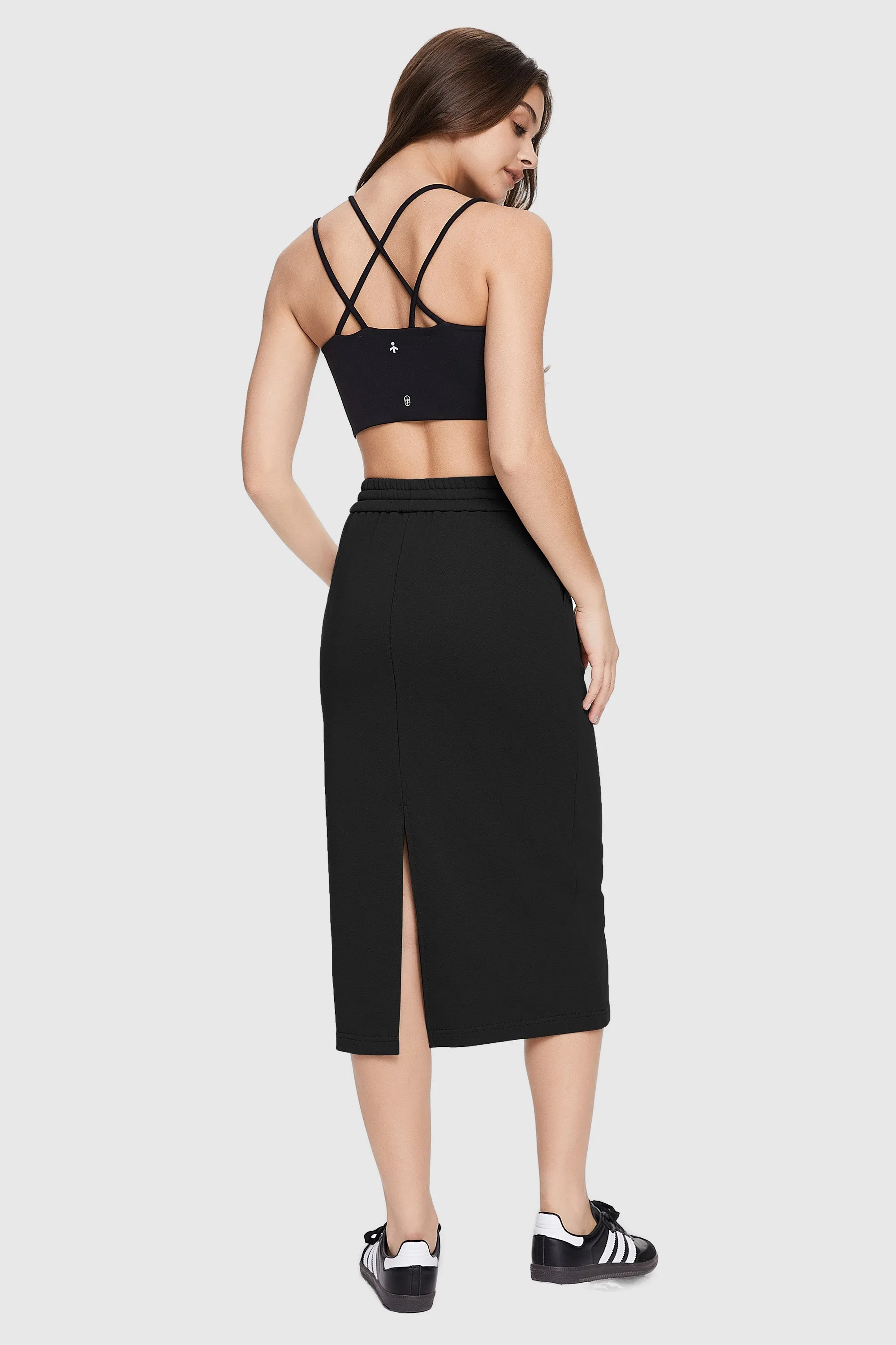 Casual High Waisted Midi Skirt